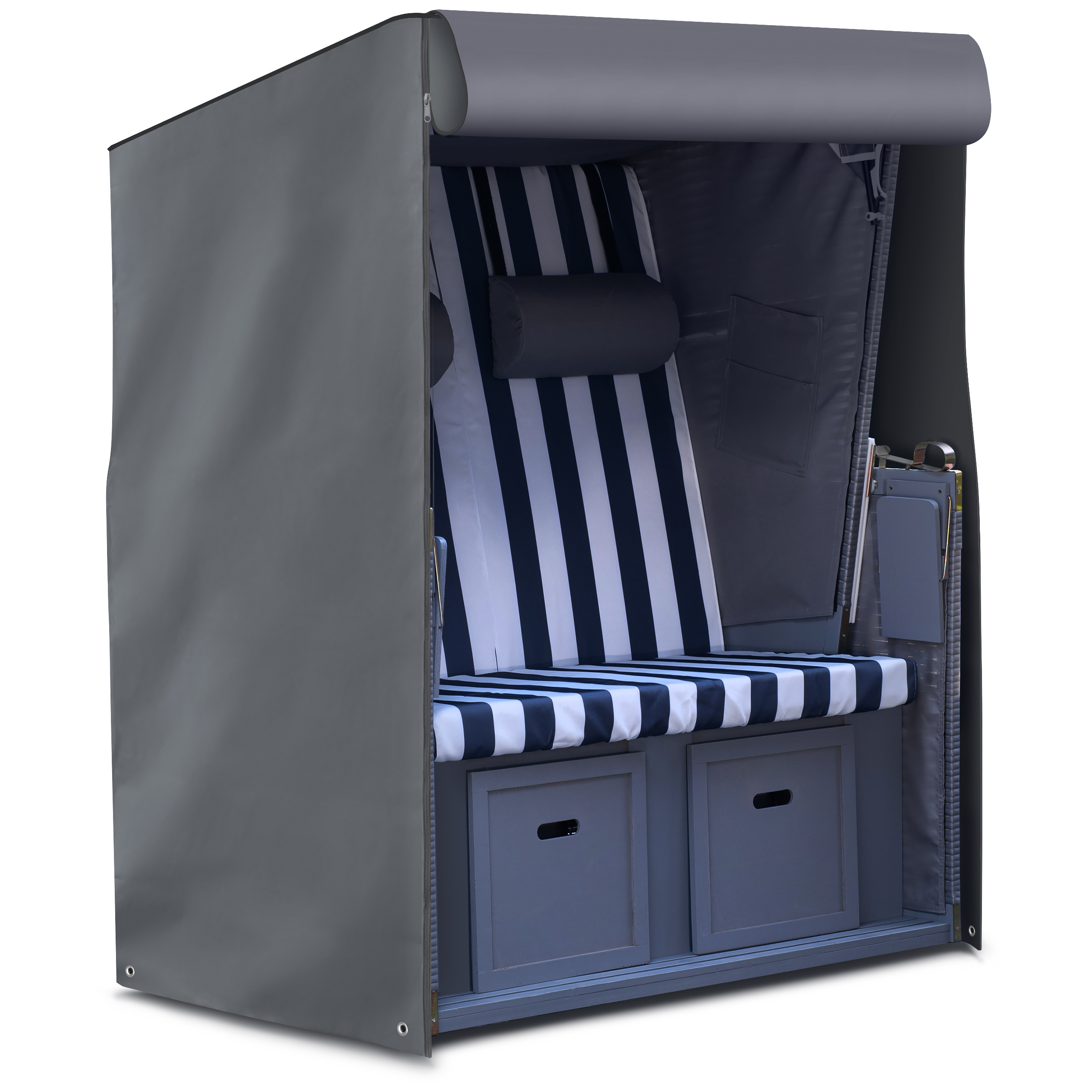 Image of Waterproof 600d Oxford Polyester Beach Chair Cover - Xxl Winterproof, Protective Hood - Waterproof, Uv-resistant, Weatherproof, Tear-resistant - For Outdoor Beach Chairs 120-150 Cm