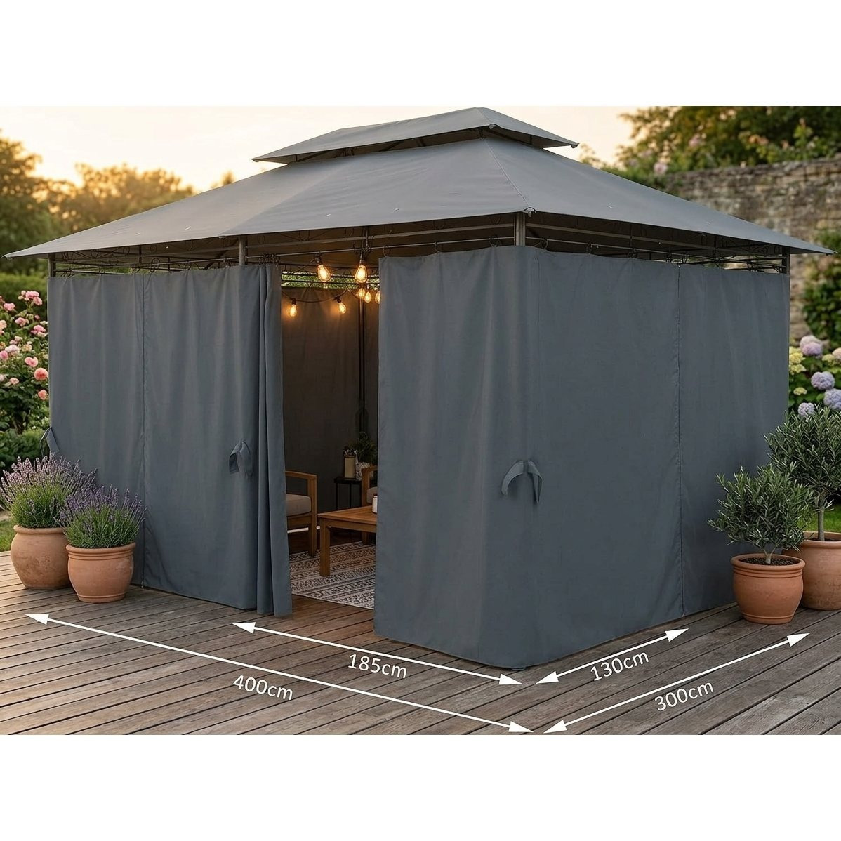 pavillon 3x4  wasserabweisend uv-schutz 50+ mit seitenteilen   gartenpavillon modern