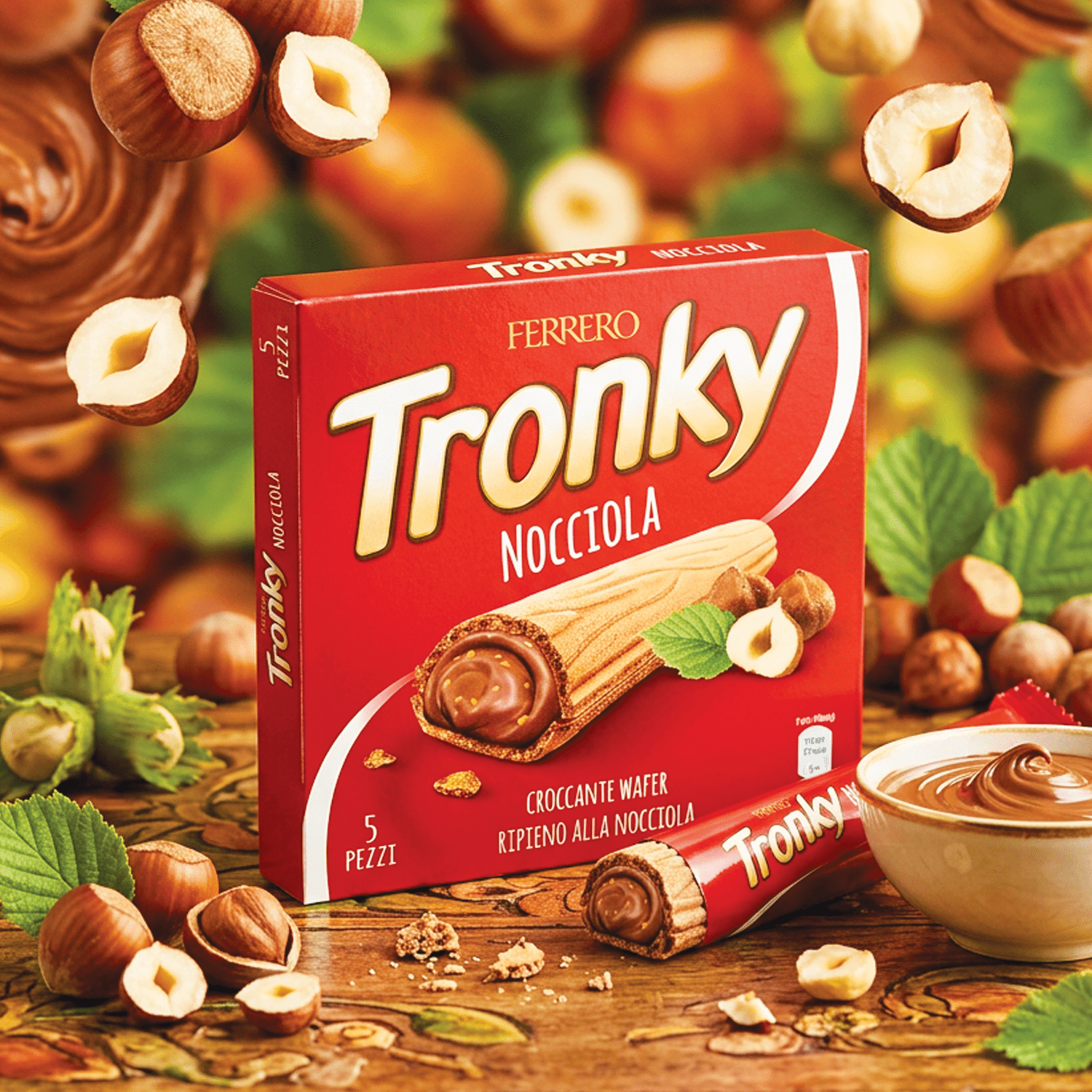 15 Bars Pack - Ferrero Tronky Hazelnut – Crispy Wafer With Hazelnut-skimmed Milk Cream And Cocoa 3x90g