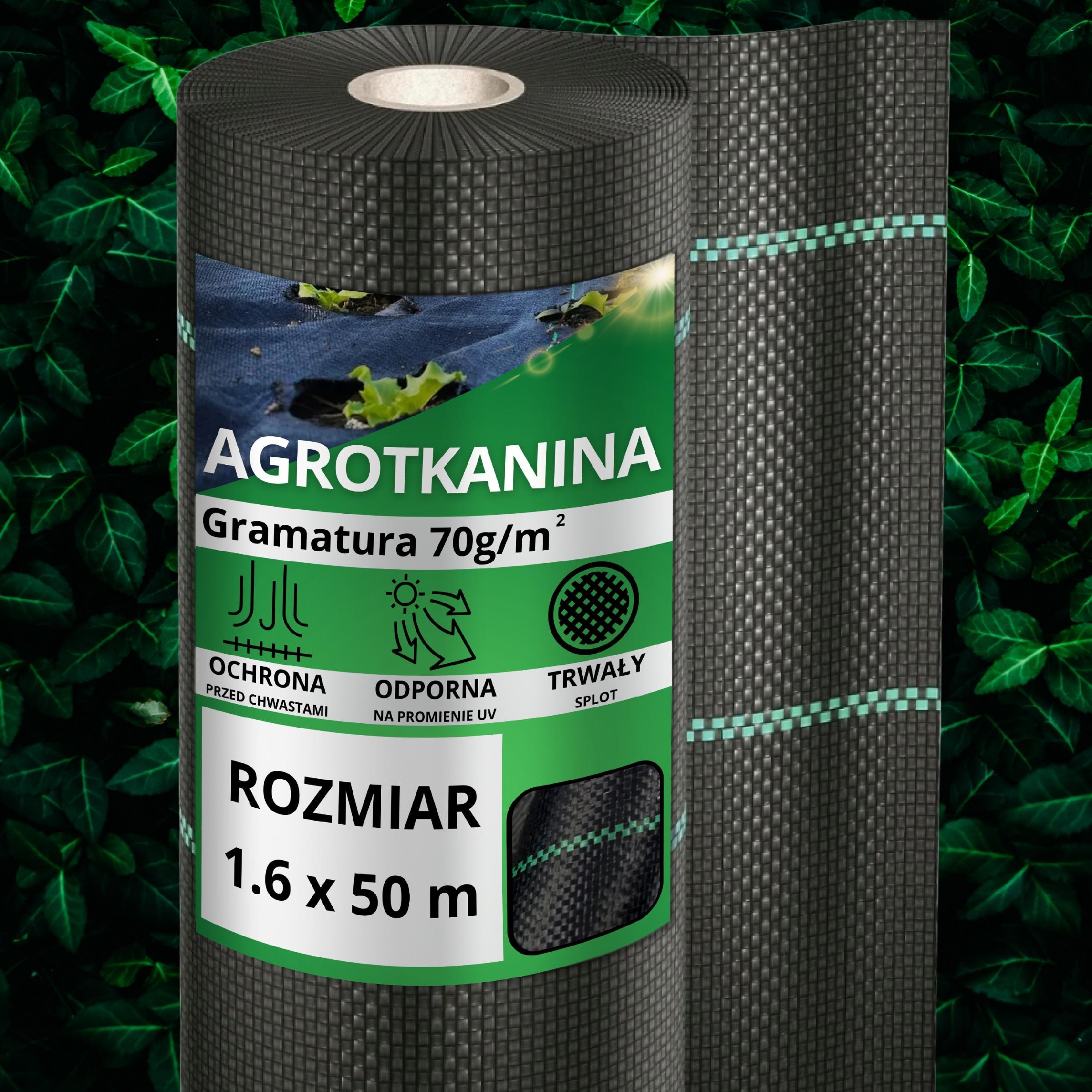 Weed Control Fabric 70g Black 1.6x50 M, Garden Fabric Pp With 3% Uv Protection, Mulch Fabric For Mulching, Plant Protection, For Beds And Cultivation Areas