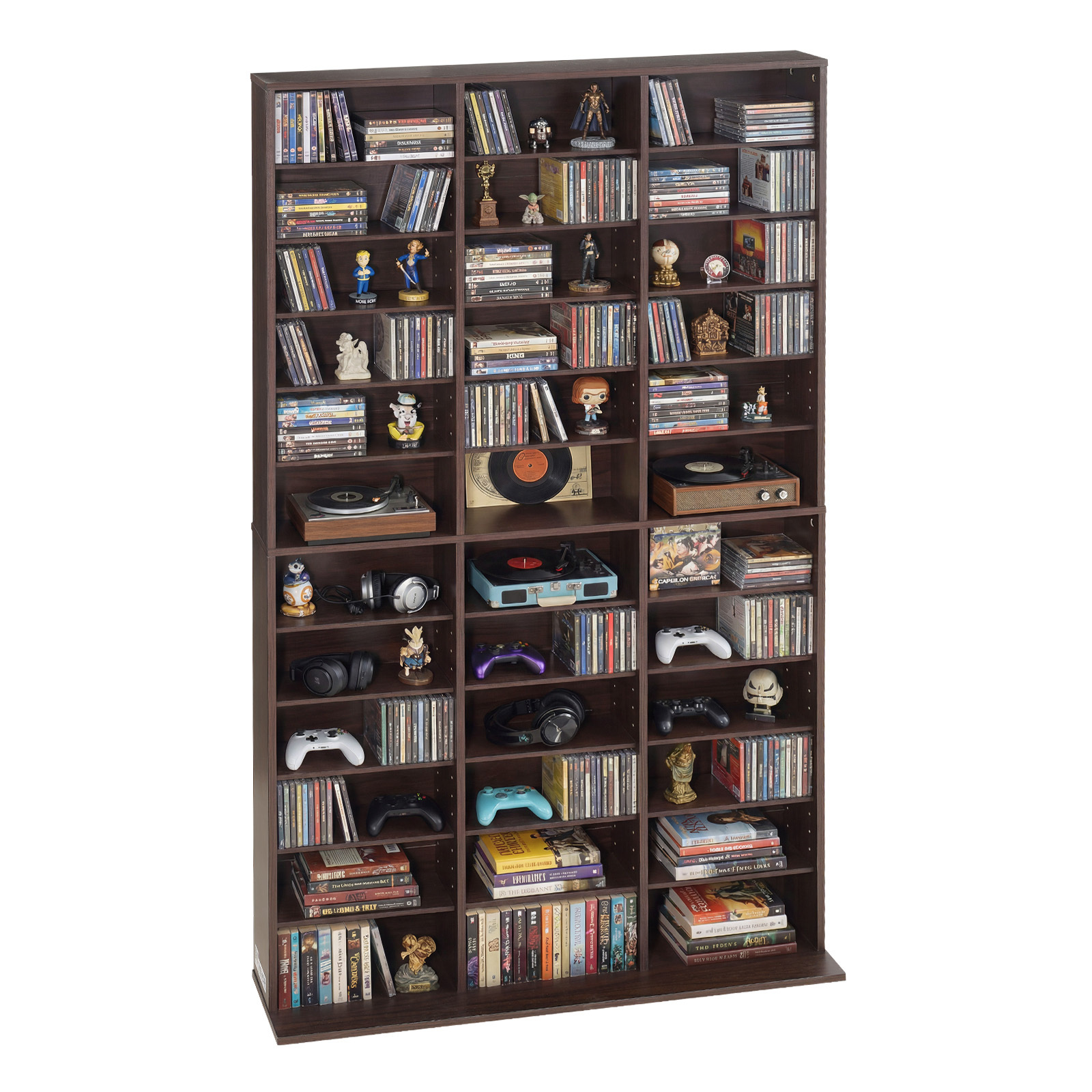 Image of Vevor Media Storage Cabinet, 12-tier Dvd Shelf Organizer, 101.8 .1 X 181 Cm Multimedia Storage Organizer For Cds, Dvds, Books And Games, Cd Shelf For Living Room, Home Office, Recording Room