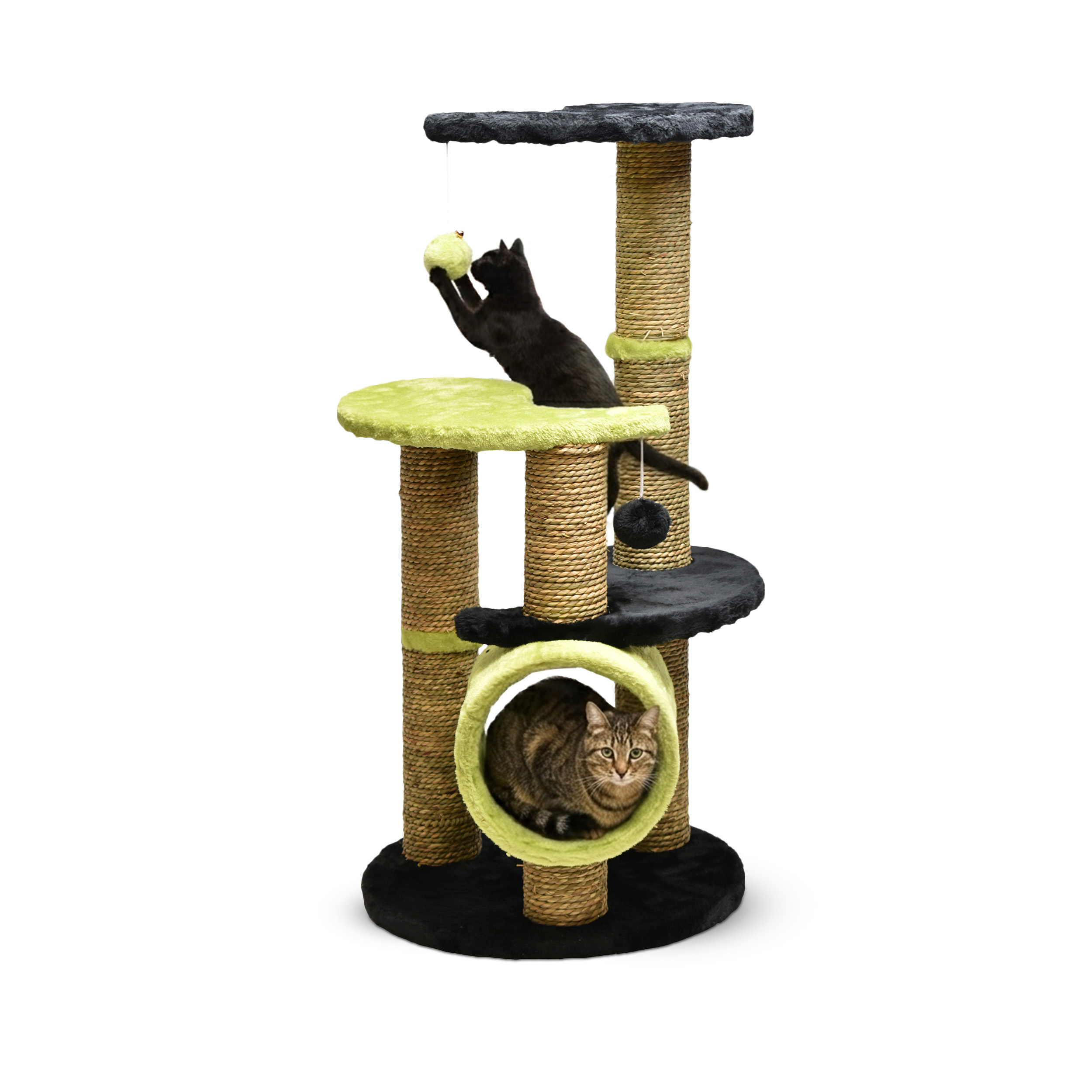 Pet Tiragraffi Madrid 86 Cm - Scratching Post For Cats /black Sisal With Multiple Platforms, Stable Structure And