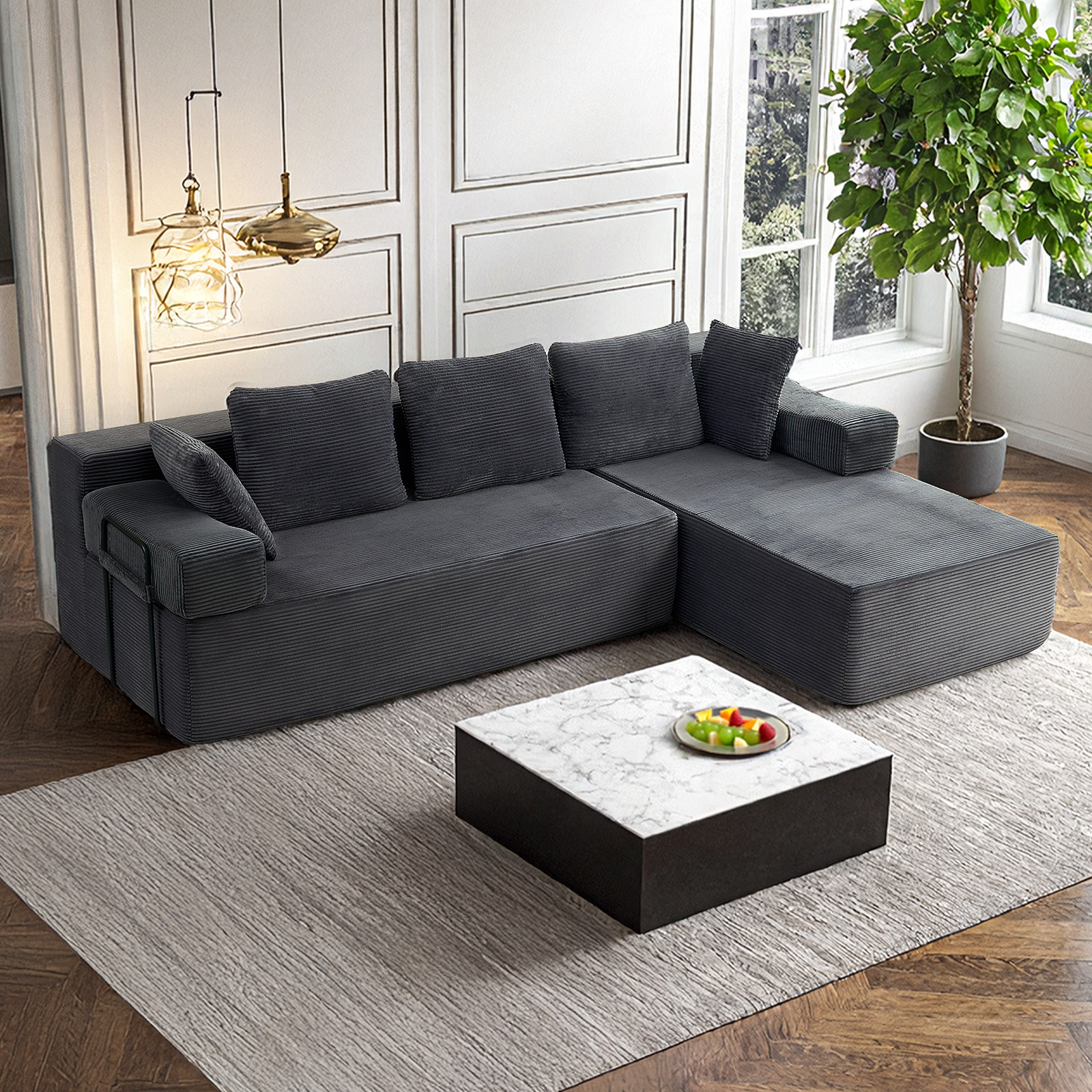   l shaped sectional sofa with reversible chaise left or right facing modular couch no     small apartment black borwn grey