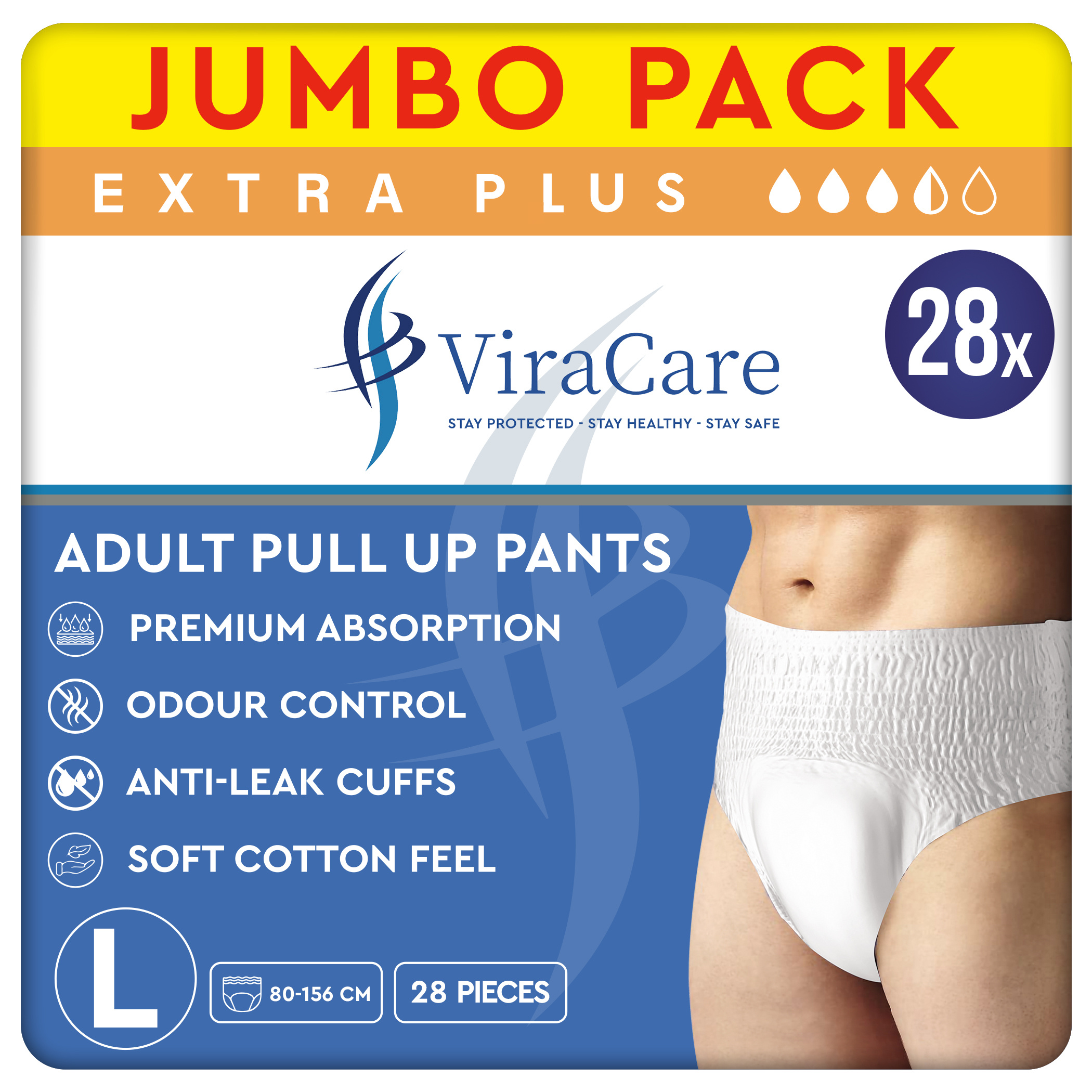 TEMU 28 Plus Absorbent Pants | Adults Nappies | Premium Absorption And Waistband | Adults Pull Up Pants | Waist Size Large 80-156 Cm |