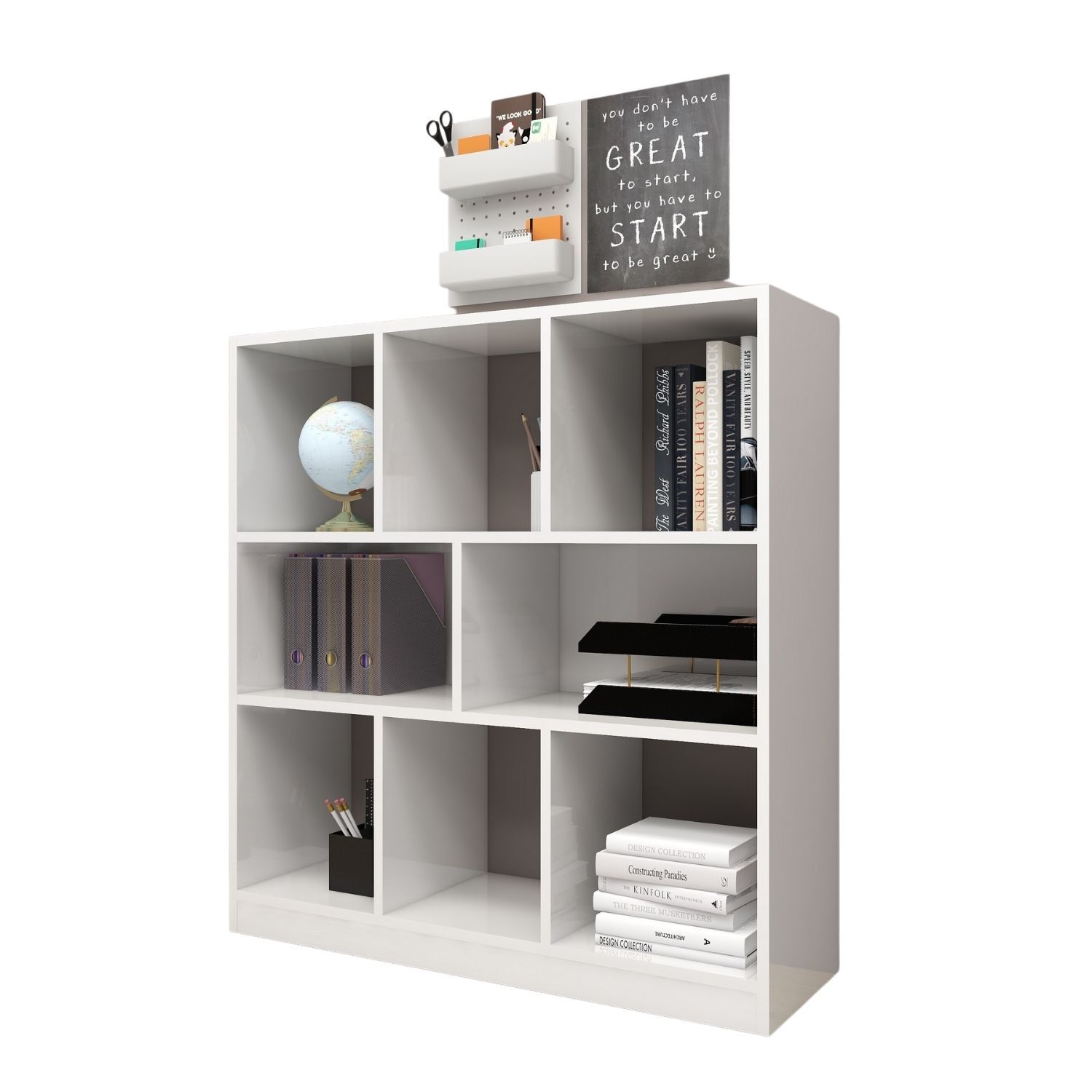 Image of Room Divider Split Shelf Lxtxh: . 98 X 30 X 106 Cm 8 Spacious Compartments Bookshelf, Step Shelf, Cube Shelf, Freestanding For Office, Living Room, Bedroom