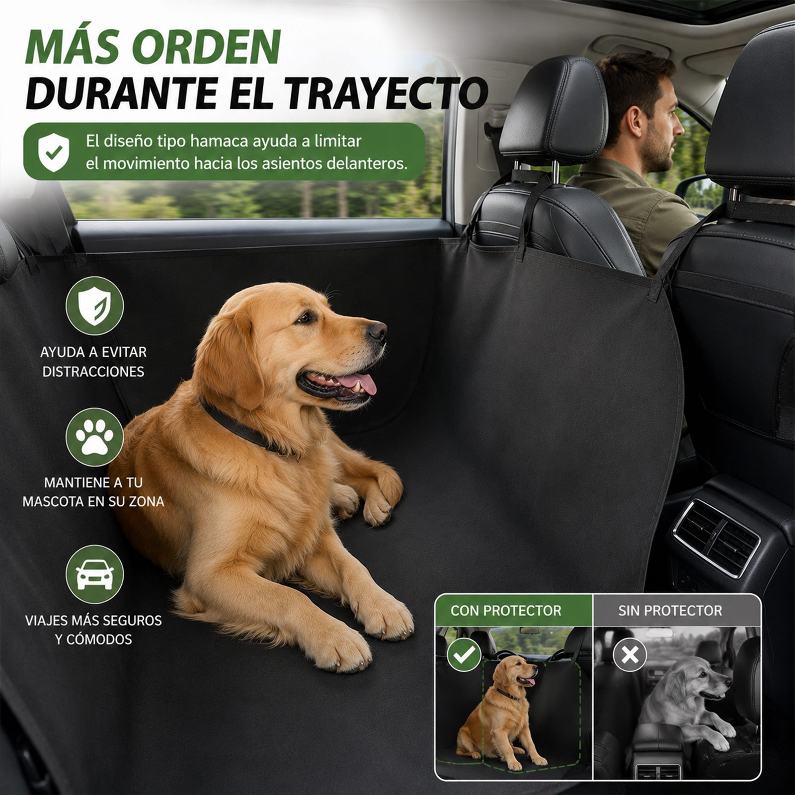 TEMU de asiento para coche de tela no tejida para perros｜resistente a los arañazos y a la suciedad, plegable e ideal para viajes con mascotas.