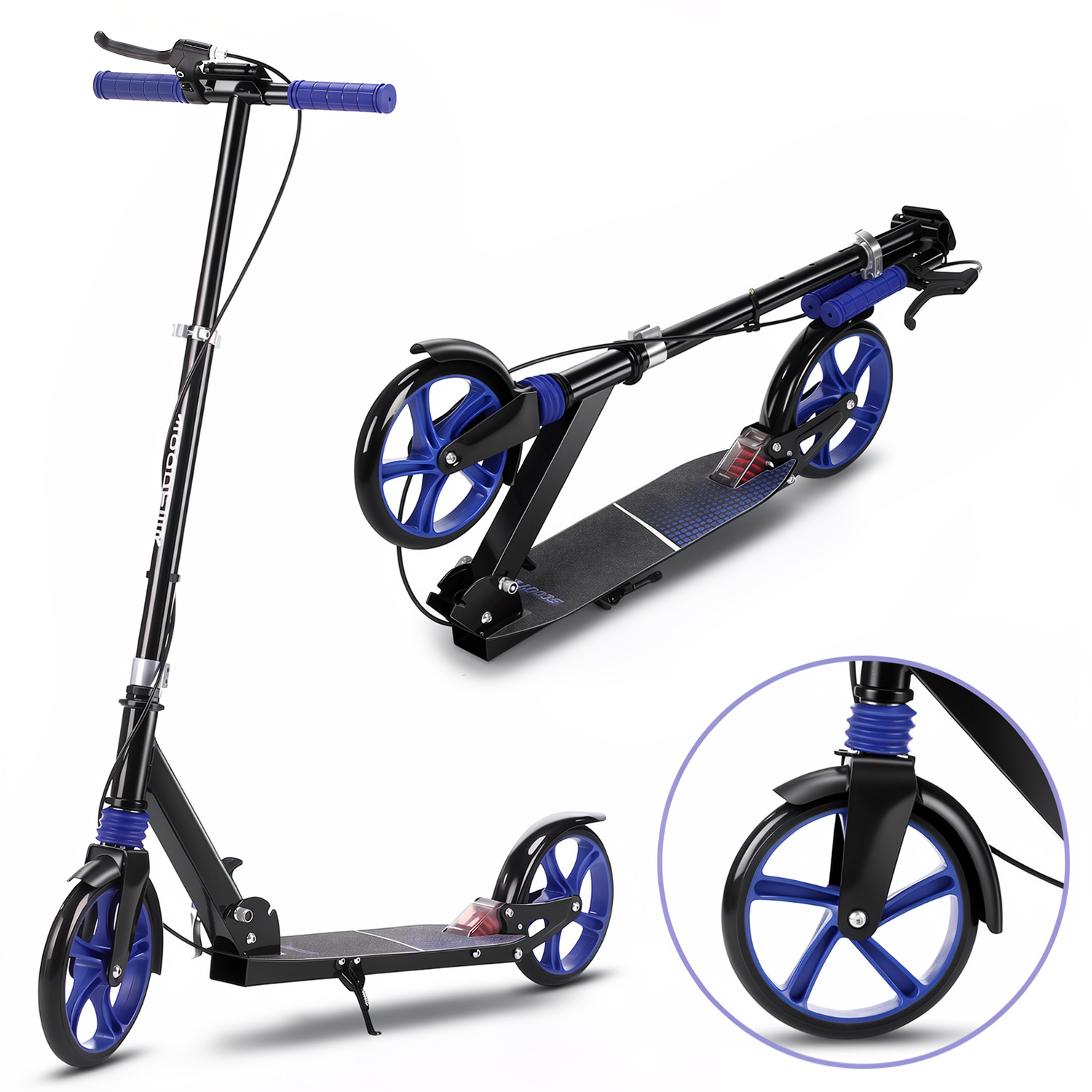 Image of Sturdy Metal Roller, 8600-100cm Height Adjustable & Foldable With Stand And Brake - Sporty Teen & Adult Scooter For Up To 100kg, Multiple Colors