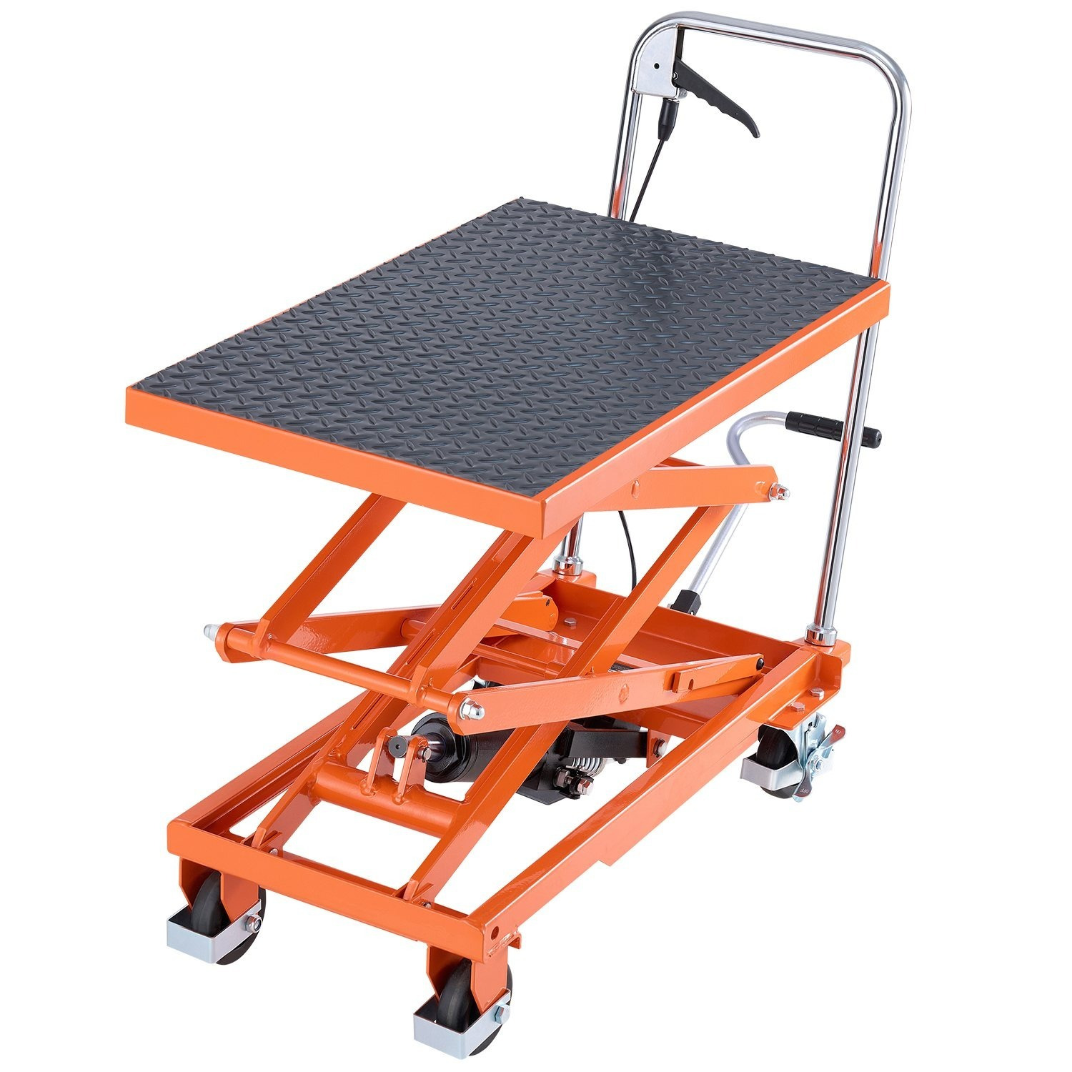 Image of Vevor Hydraulic Lift Table, 500 Lbs Capacity, 47.2" Lifting Height, Double Scissor Lift Table Cart With 4 Wheels And Non-slip Pad, Manual Hydraulic Lifting Cart For Material Handling & Transportation