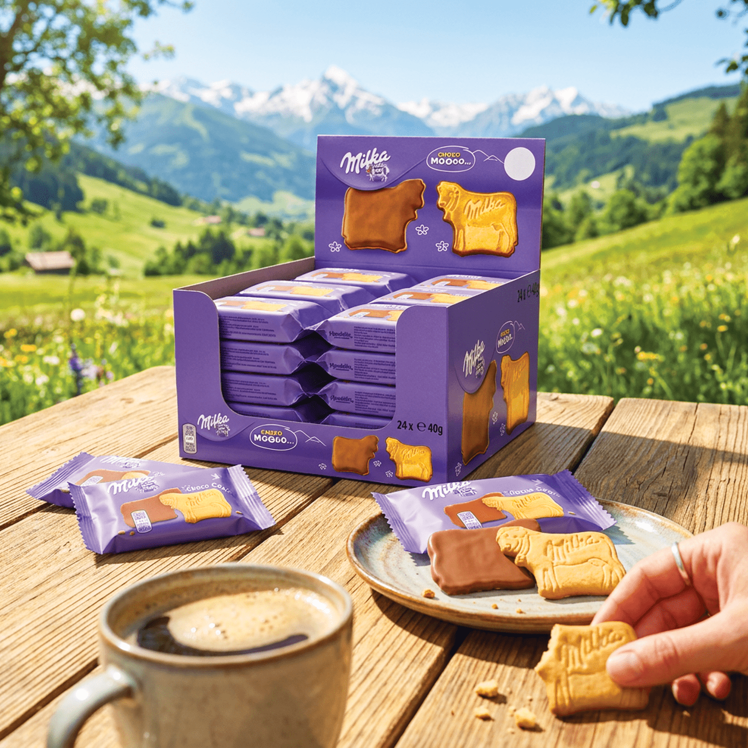 Milka Choco Cow 24-pack Counter Display – With Alpine Milk Chocolate 24x40g