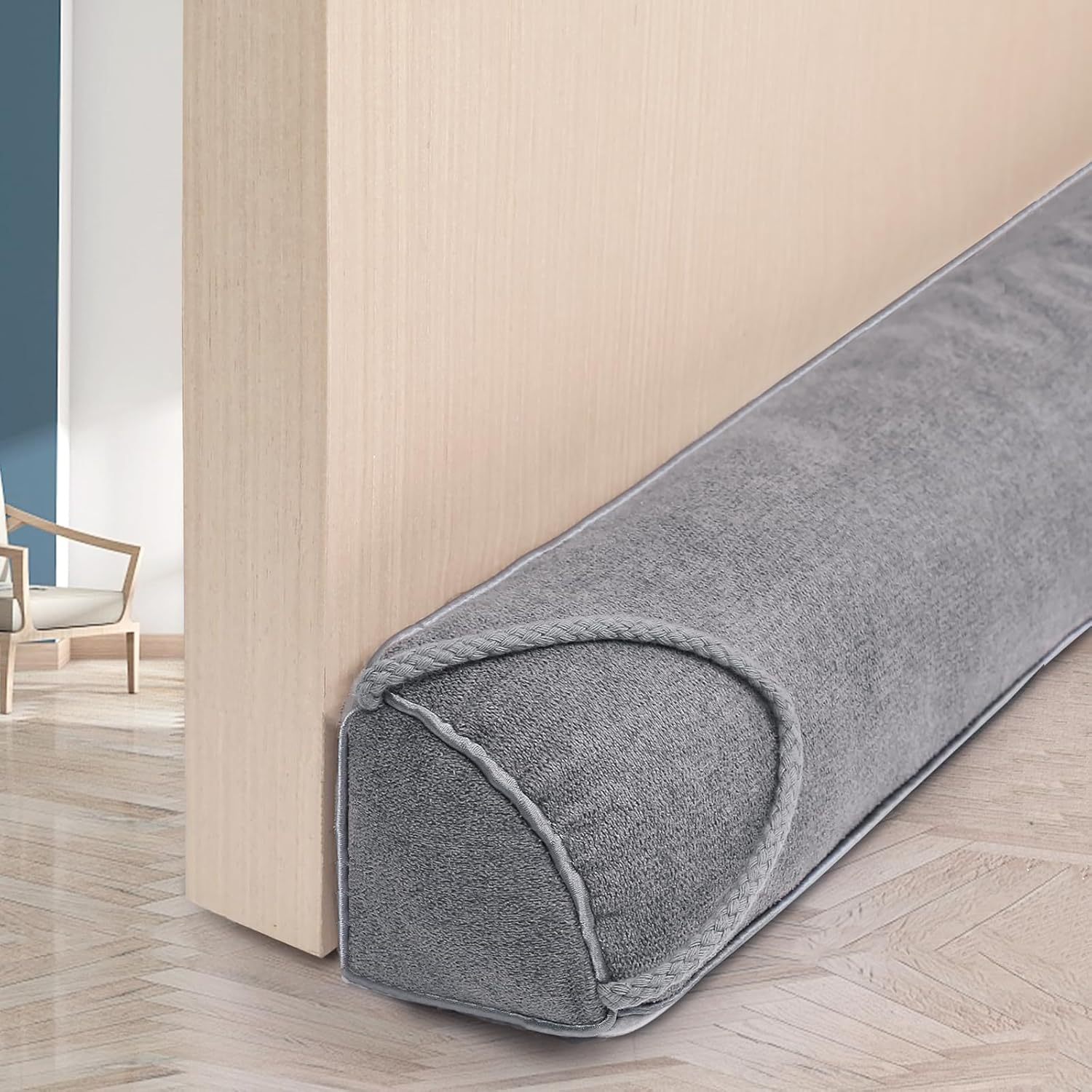 Heavy-duty Draft Stopper For Doors, 102cm Triangular Roller Seal Against Drafts And Noise, Gray. Barrier For Insects And Dust