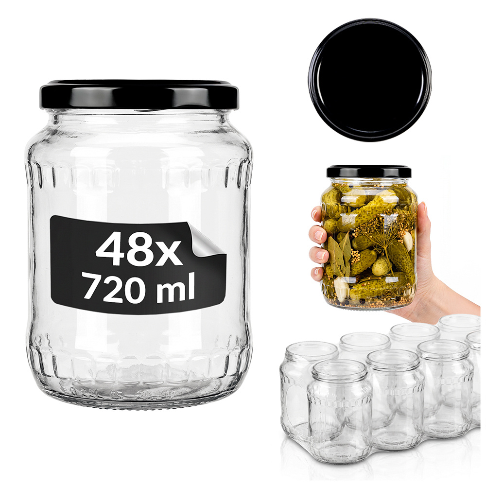 Image of 8/24/48pcs. Glass Jars For , 720 Ml - Jar For , , Honey, Fruit 0.72 Of Jars With Lids And Caps Fi 82