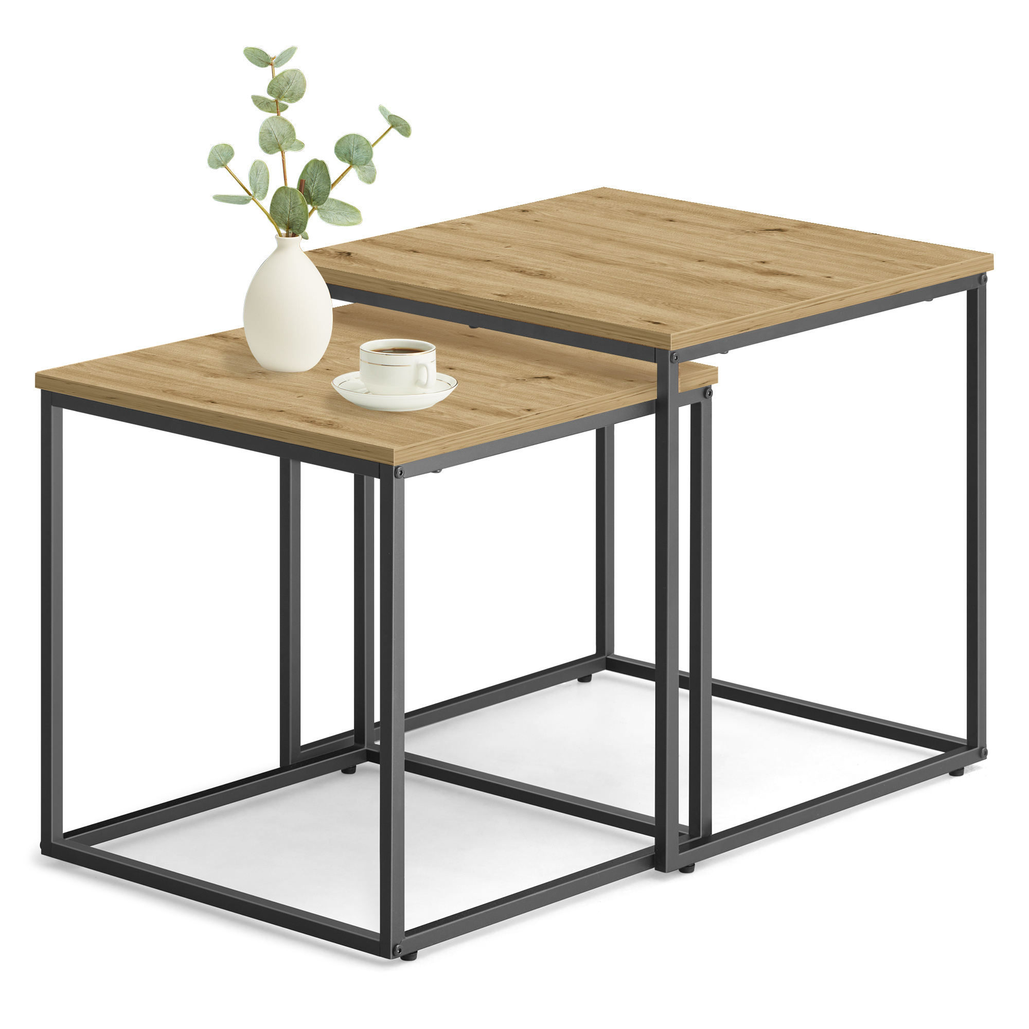 Image of Coffee Table, Coffee Tables, A Set Of 2 Tables, 2-in-, Folding Loft Table Set, Square Table, Elegant And Modern Set, Rustic
