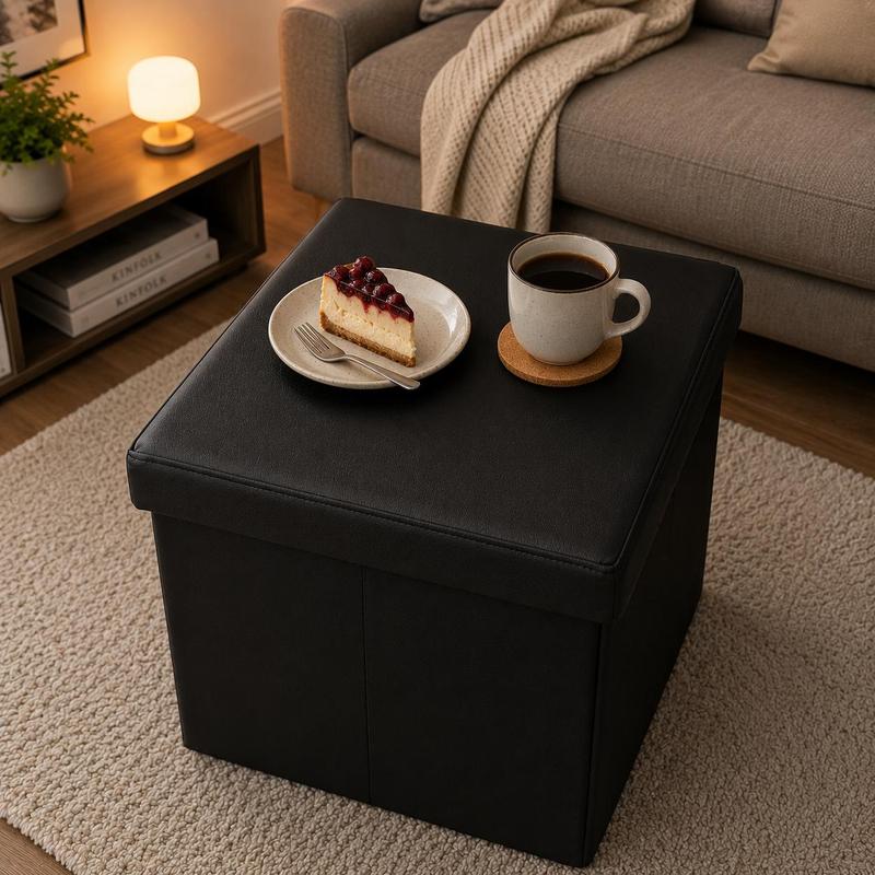 Belviona Foldable Stool, Sturdy Storage Box With Space, Supports Up To 300 Kg, Padded, Multifunctional, Space-, Versatile Use