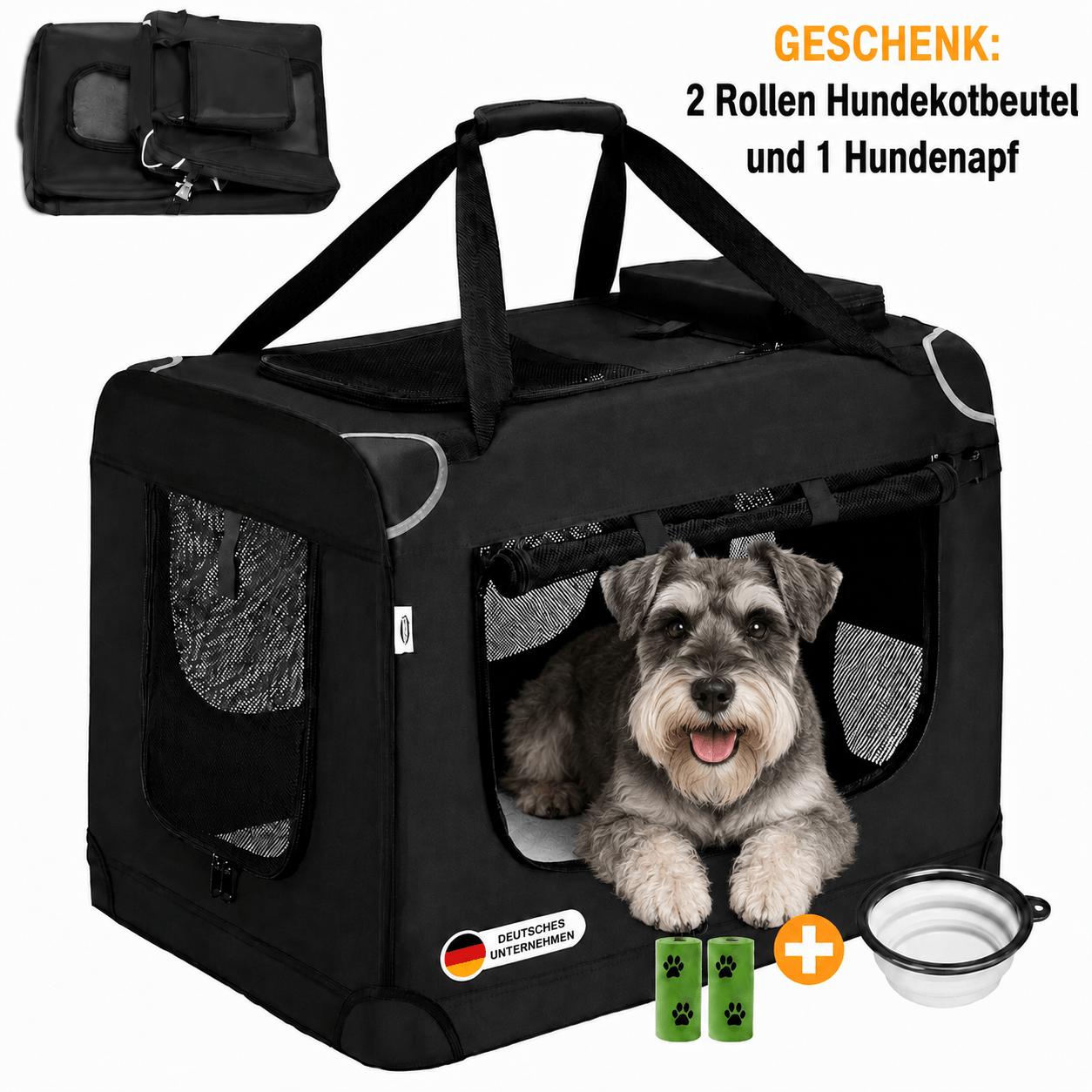 Collapsible Dog Transport Box With Car Belt | 5 Sizes (s-xxl) For Dogs Up To 40kg | Odor-neutral Oxford Fabric | Zippers | Box For Car, Home & Travel