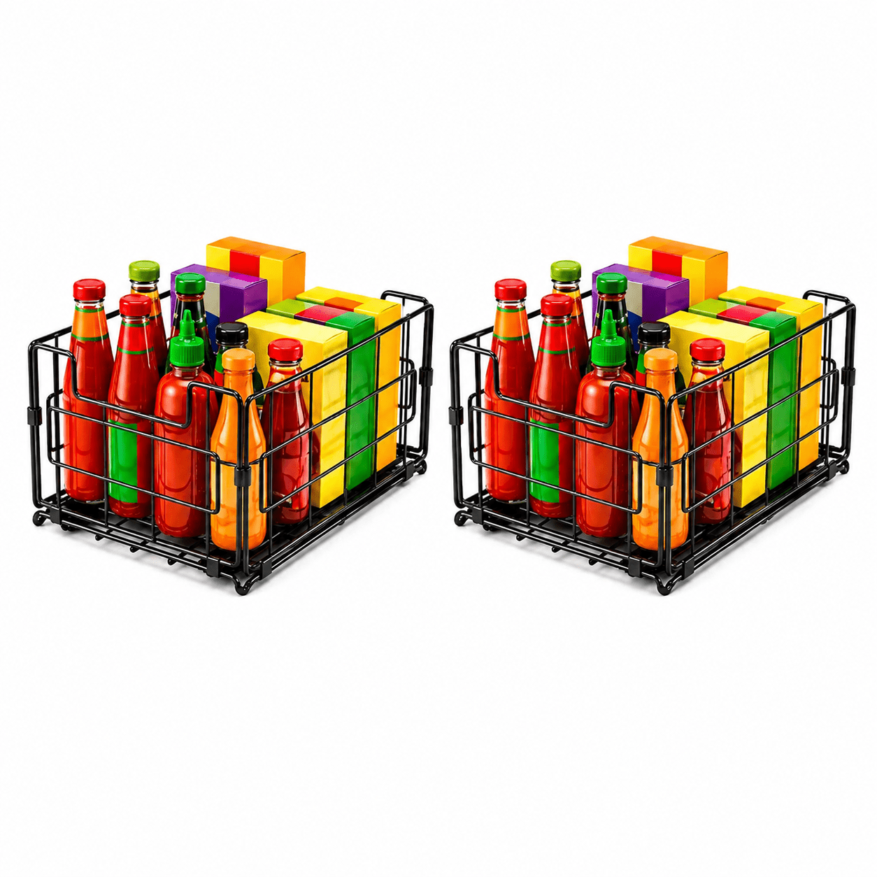 2-piece Extendable Organizer, Sliding Metal Storage Drawer With Large Single-tier Capacity, For Kitchen And Restaurant Counters, Kitchen Storage Organizer, Kitchen Accessories