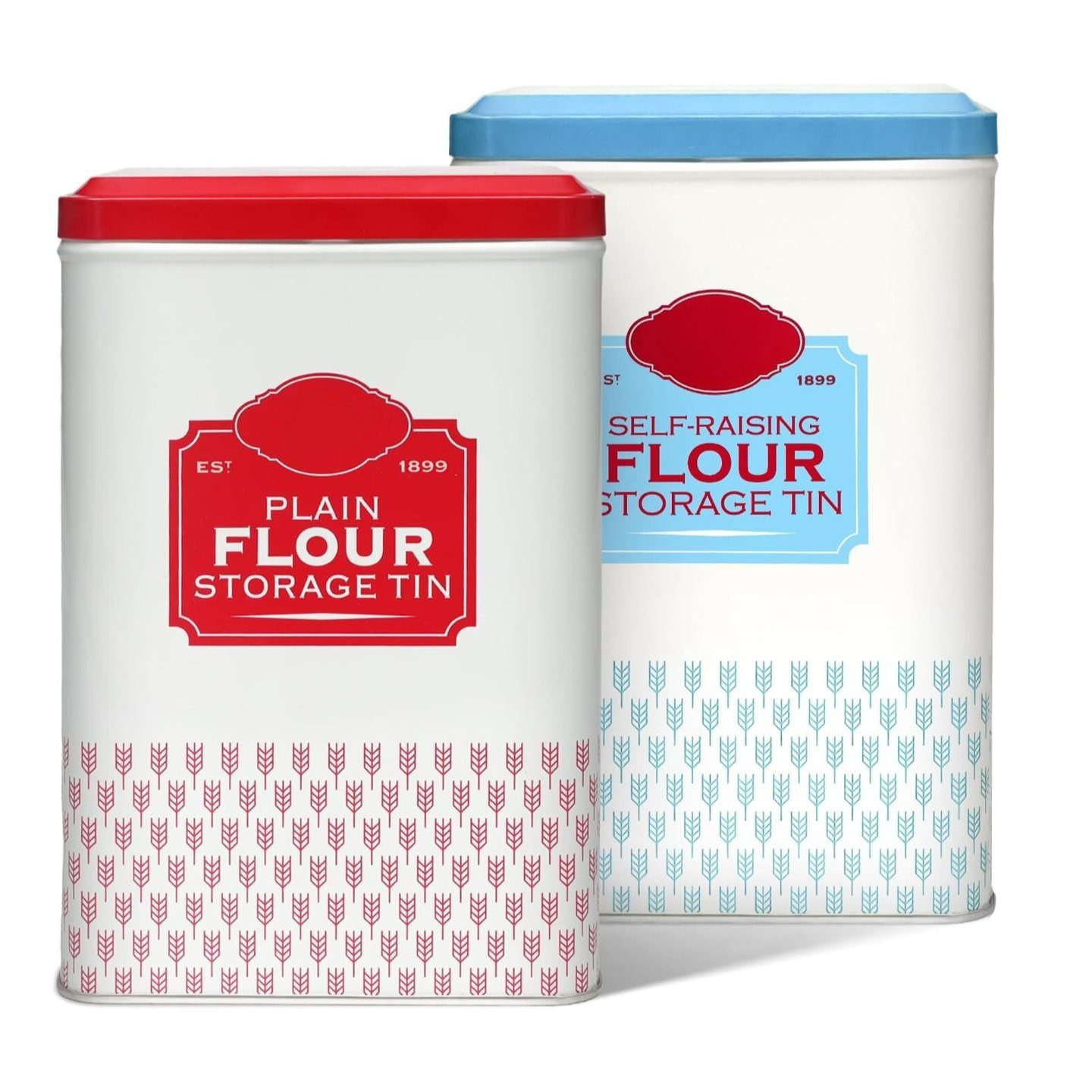 TEMU Flour Storage Containers | Self Raising Flour Tin With Lid |1 Kg| X 9.2 X 12 Tins To Keep Flour Fresh & Clean (self Raising & Plain)