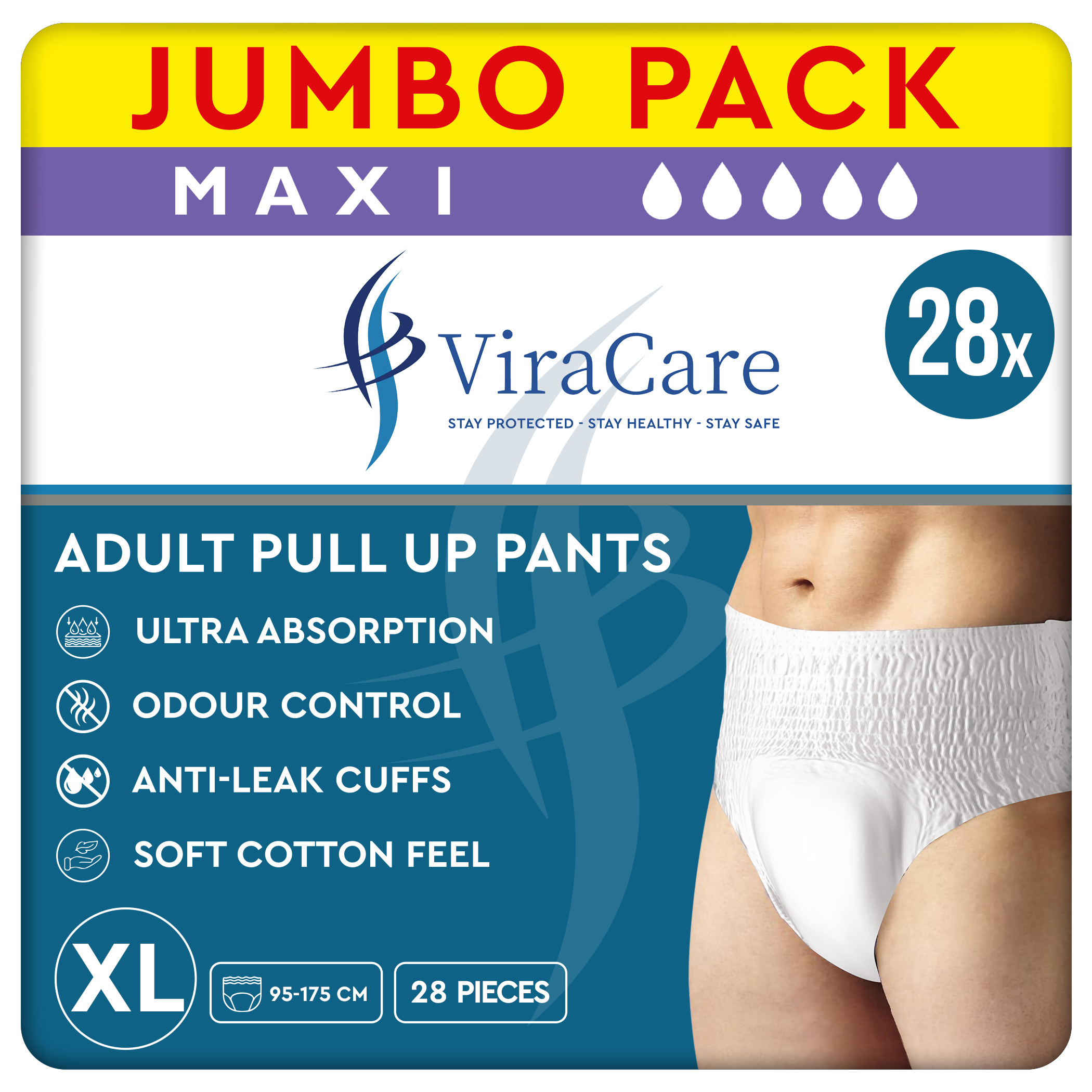 TEMU 28 X Maxi Absorbent Pants Women & Men | Adults Nappies | Ultra Absorption And Waistband | Adults Pull Up Pants | Waist Size X Large 95-175 Cm |