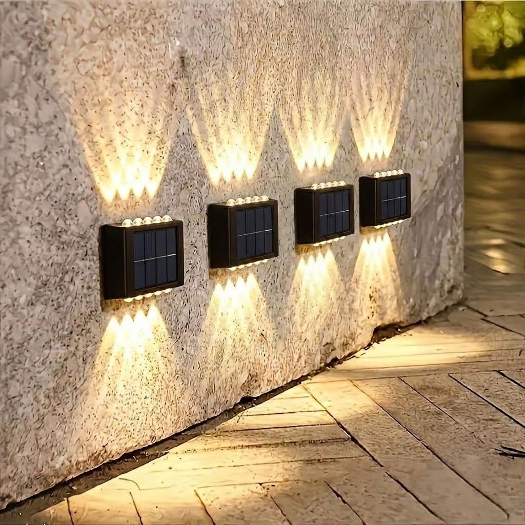 TEMU 2/4-pack Outdoor Solar Led Wall Light, Wall Wash Light With 10 Beads, Warm White/cool White Optional, Up And Down Lighting, Portable Design,