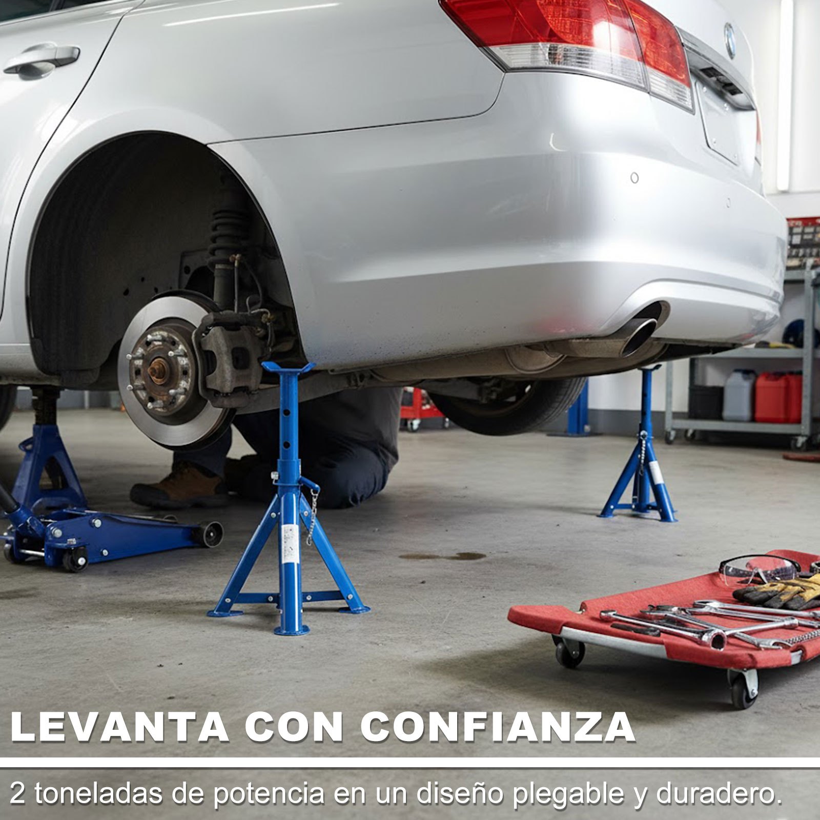 TEMU Soportes de Seguridad para Coche 2 Toneladas (2PCS), Caballetes para Auto Ajustables con Bloqueo de Seguridad, Soporte Metálico para Reparación
