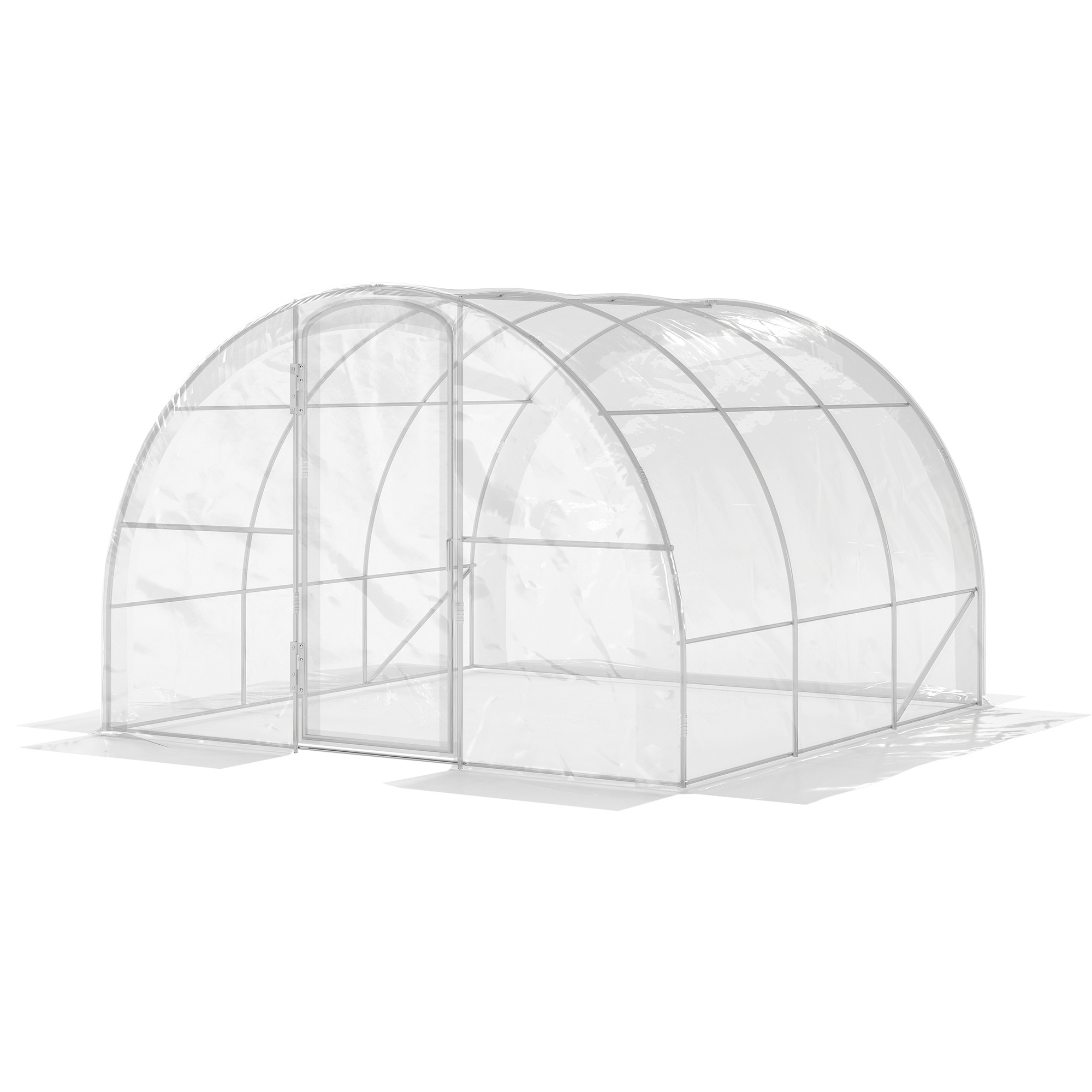 Image of Outsunny Garden Tunnel Greenhouse 3 X 3 X 2 M, 9 M², With Hinged Door, 150 G/m² Pe Tarpaulin For Vegetables, Plants, And Flowers
