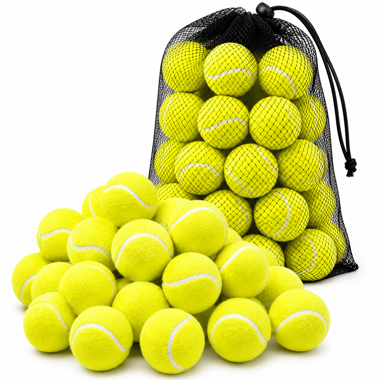 TEMU 24 Pack Tennis Balls With Mesh Carry Bag, Pressureless Practice Training Balls, Soft Rubber Tennis Balls For Coaching, Beginners, Dog Toys, ,