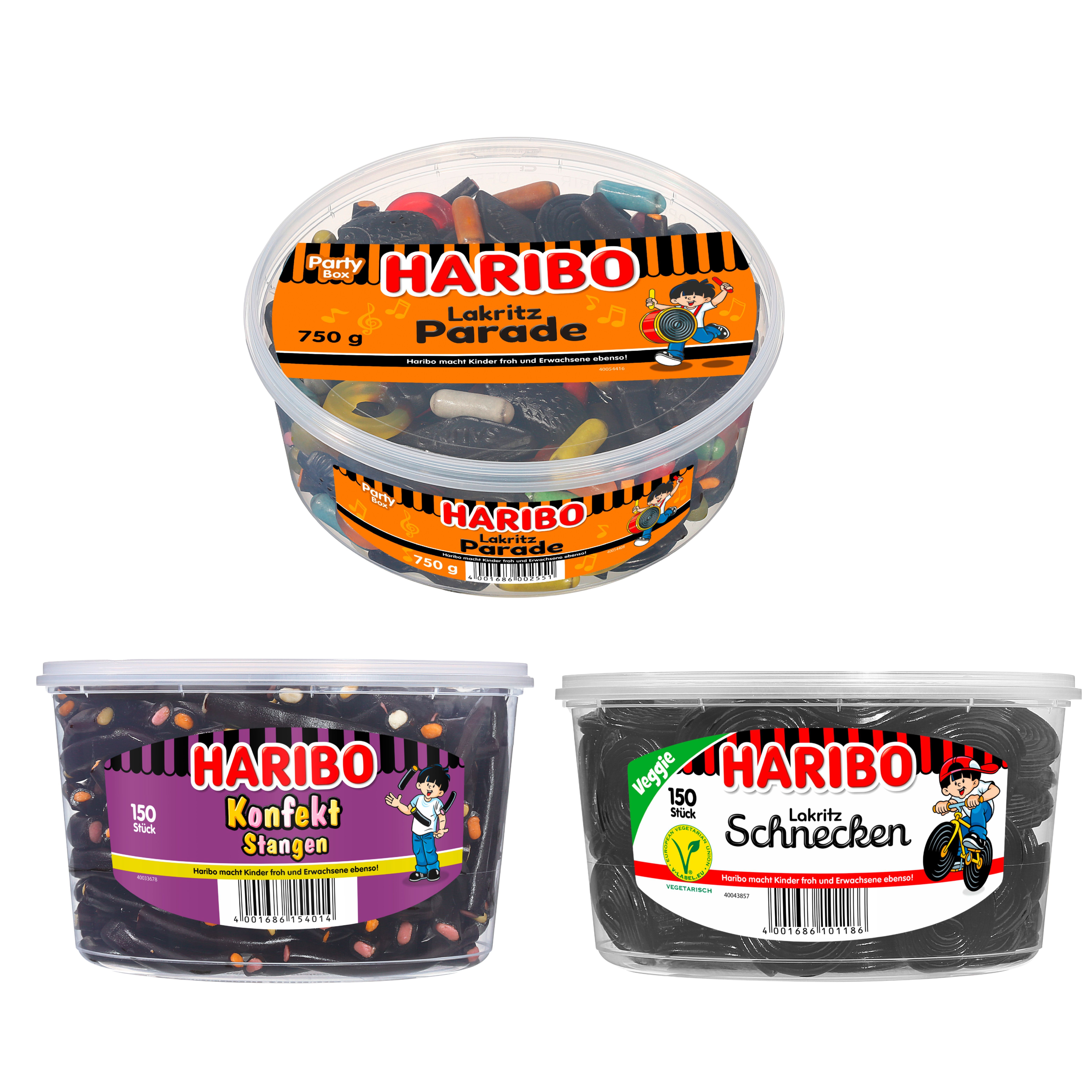Image of Haribo Licorice Parade + Licorice Snails + Confectionery Sticks As A Set For Party Or Office Kids Birthday Sweets
