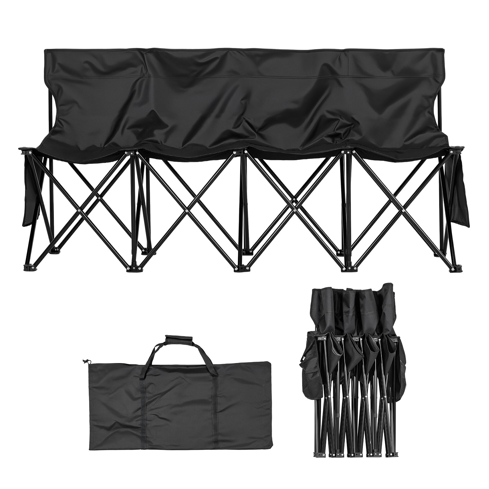 TEMU VEVOR Banc Pliant Portable, Banc de Soccer Pliable à 4 Places avec Poches Latérales et Sac de Transport, Siège de Ligne de Jeu Léger avec pour