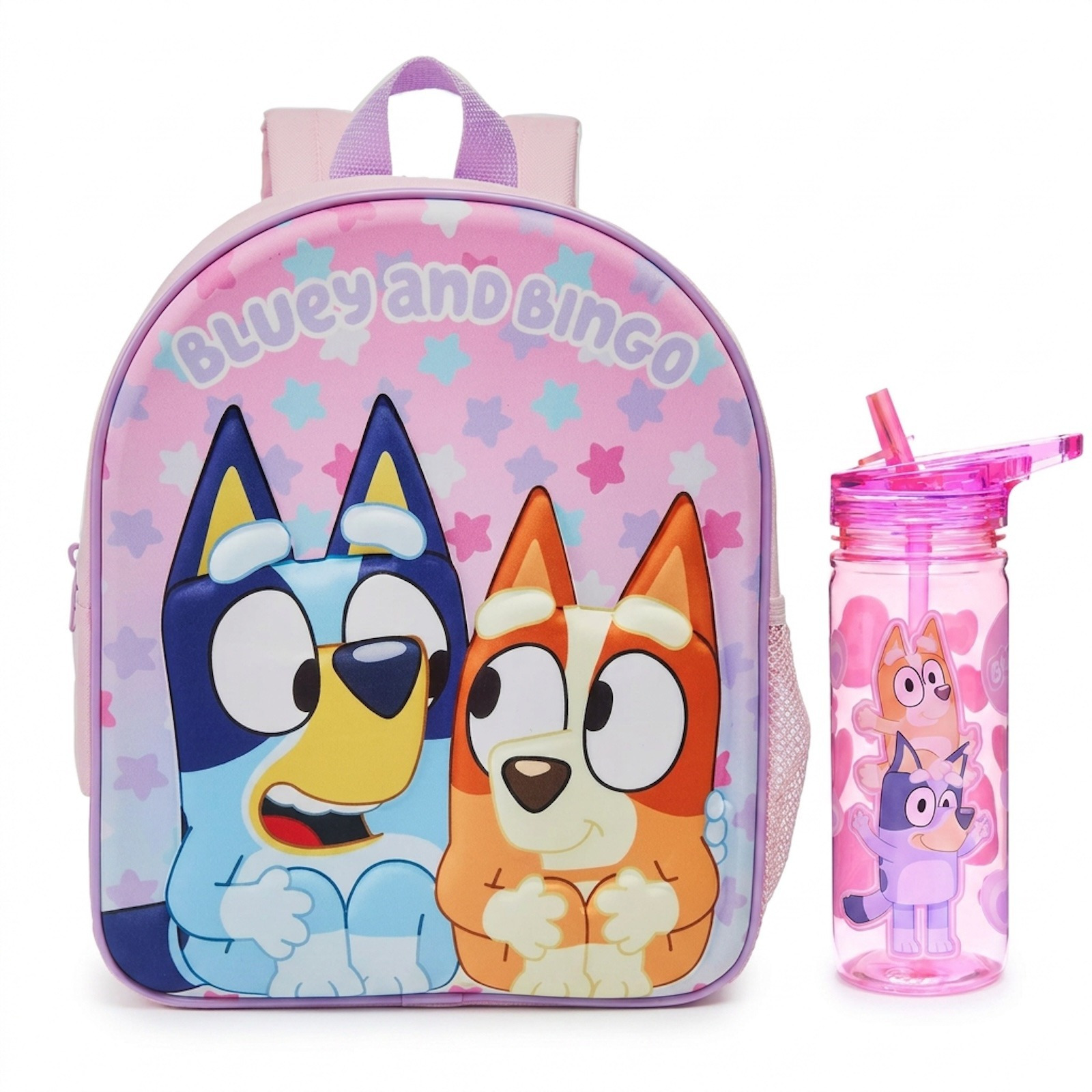 TEMU Girls Backpack And Water Bottle Set, 3d Pink Toddler Backpack With Side Pocket & Padded Straps And Complimenting 580ml Water Bottle– Kids School