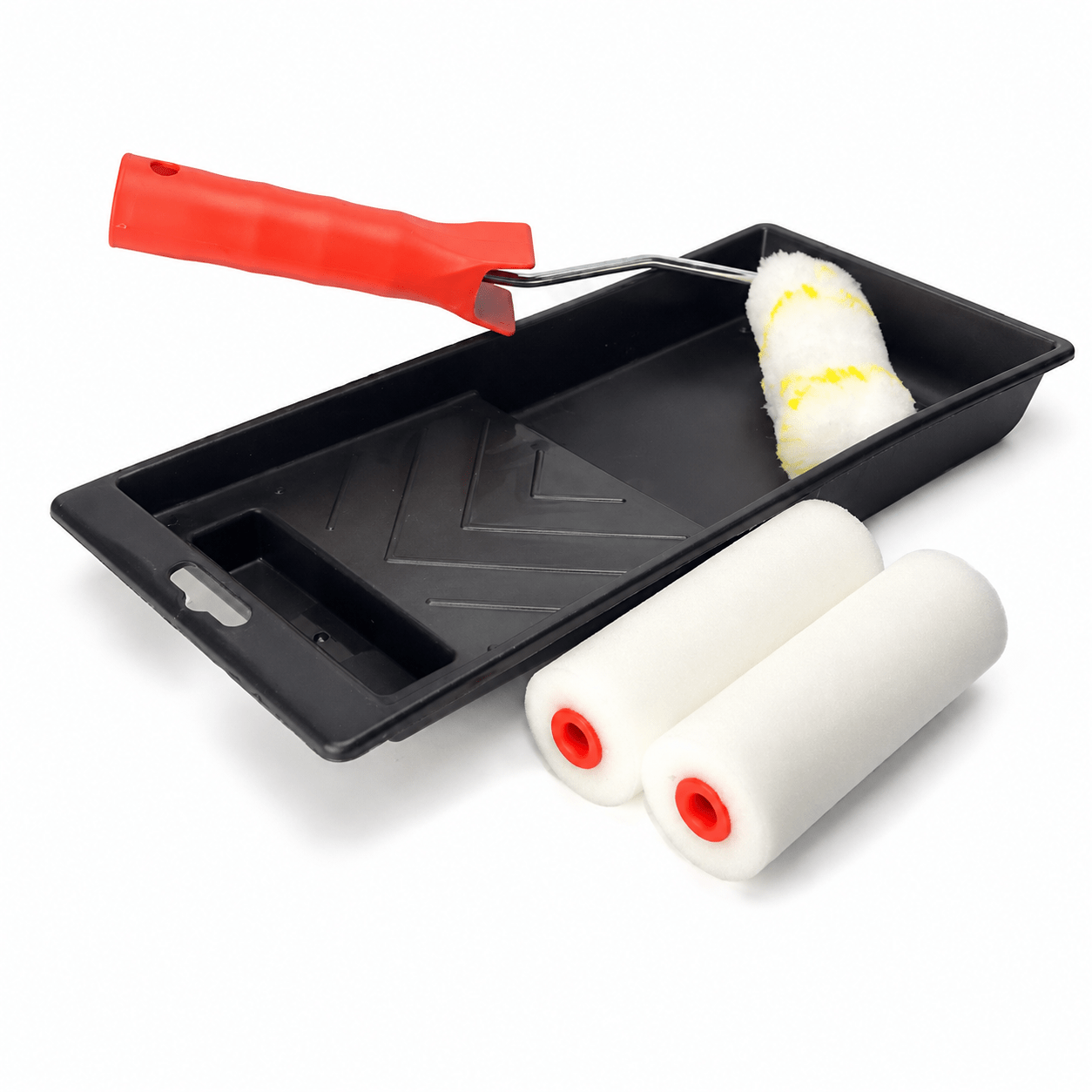 TEMU 5pcs Mini Paint Roller Set With Paint Tray Foam Rollers Fleece Roller Diy Decorating Kit For Walls Doors Furniture Crafts