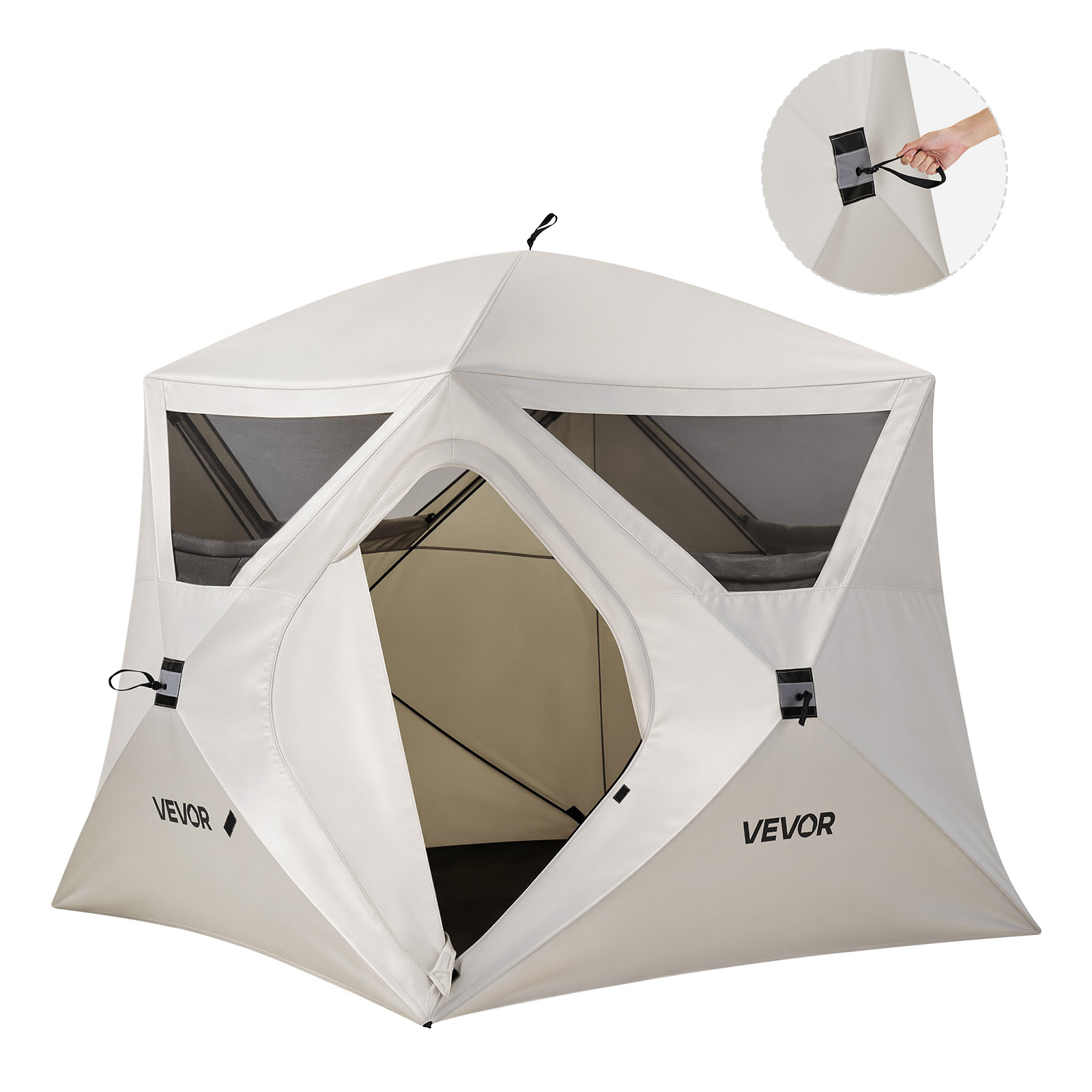 Image of Vevor Camping Tent, 4 Person Pop Up Tent With Large Mesh Windows, Easy Setup, Portable Cabin Tents With Carry Bag For Family Outdoor Camping & Hiking, Upgraded Ventilation