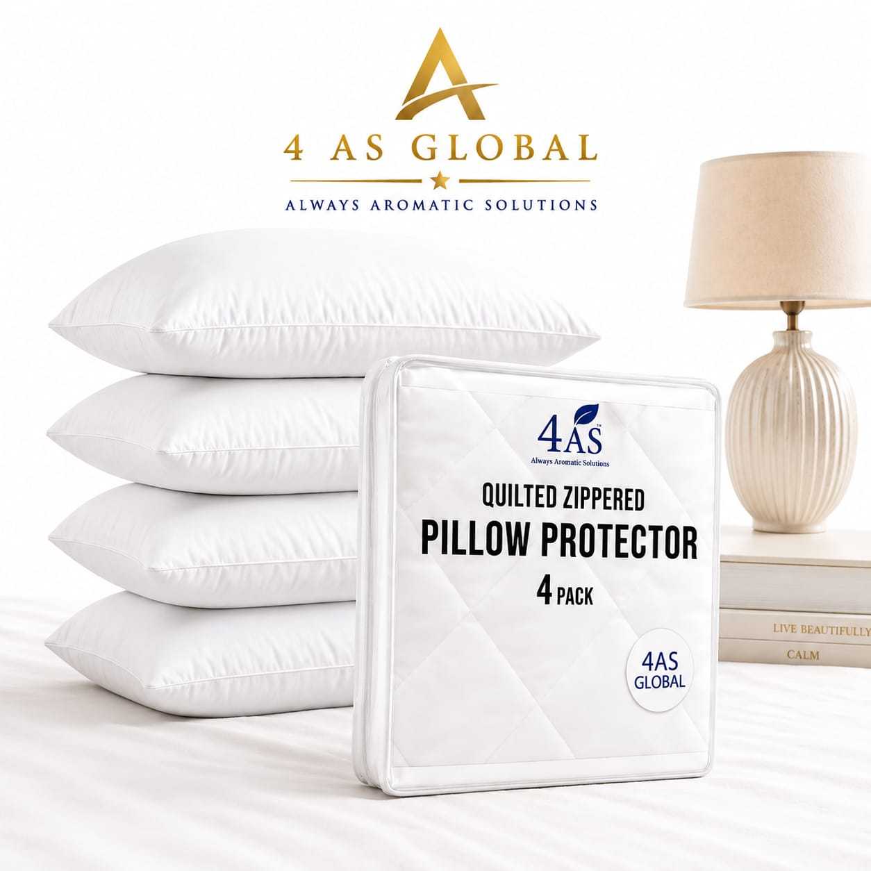 TEMU Quilted Zipped Pillow Protectors – Soft, Breathable Pillowcase Covers In 2 Or 4 Pack For Comfortable Sleep And Long-lasting Pillow Protection