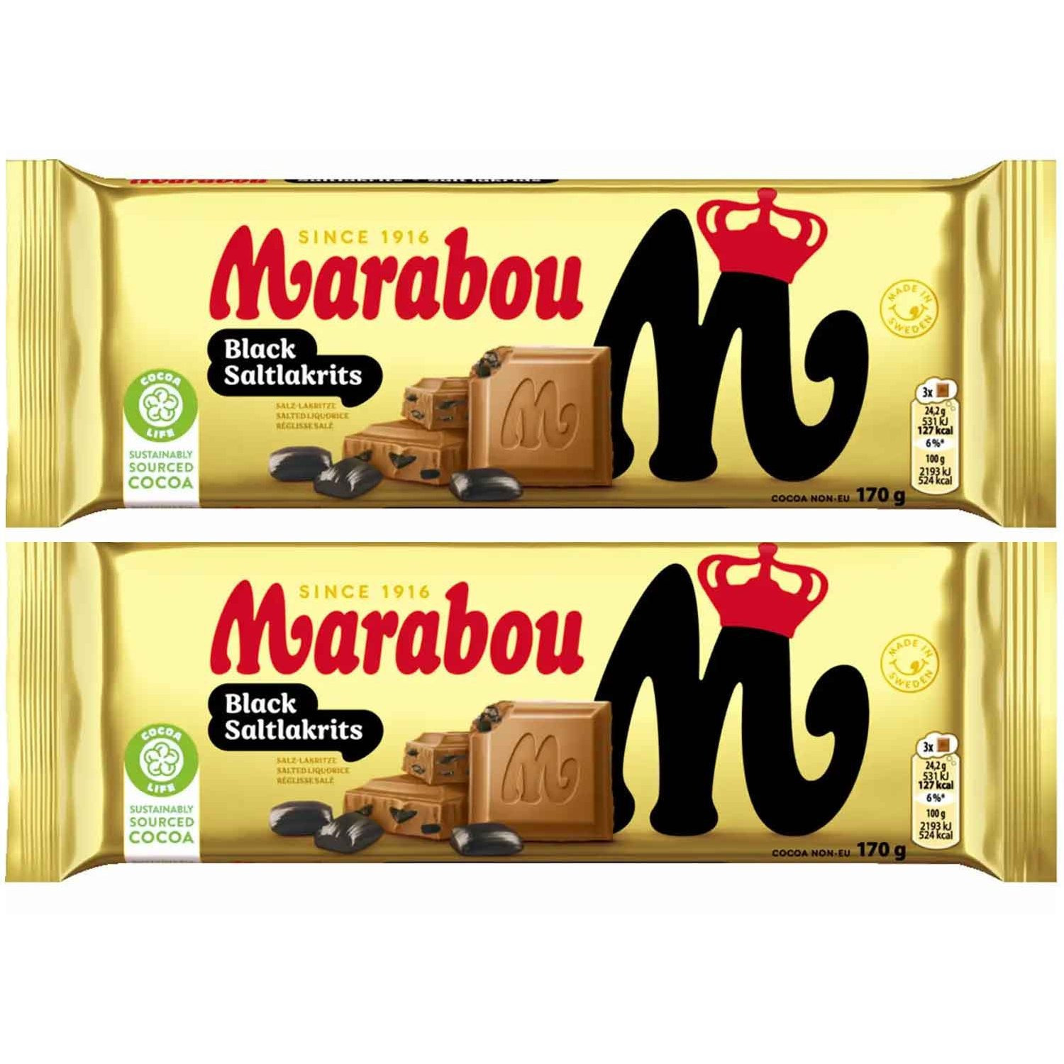 Marabou Black Salt Licorice - From Sweden 2x170g
