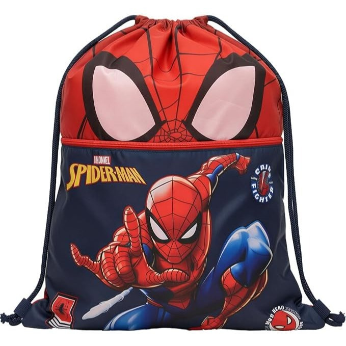Image of Spiderman - Kids' Sports Bag With Handles And Pocket, Drawstring Backpack For Kindergarten, Gym, Pool, Travel, Shoe Carrier | For Spiderman