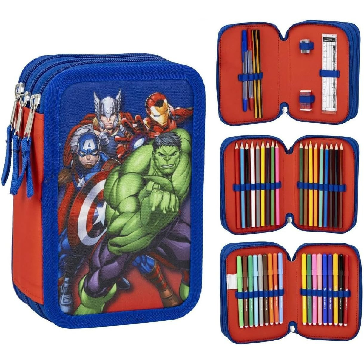 Image of Pencil Case Triple Wallet School And Kindergarten For Children And Teenagers Hulk Superhero
