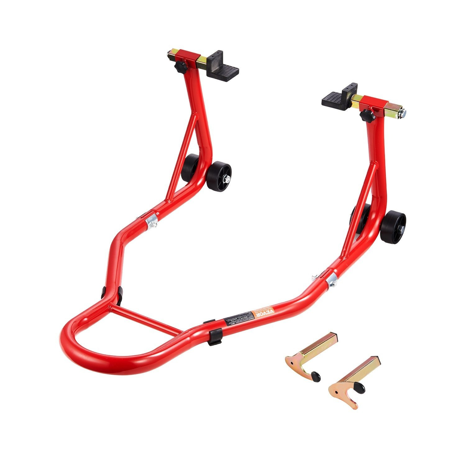 TEMU VEVOR Soporte Trasero para Rueda de Motocicleta, Capacidad de Carga de 850 LBS, Soporte Trasero de Resistencia con Carrete de Horquilla U + L,