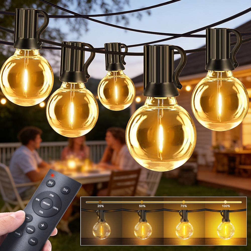 Image of Outdoor Dimmable Led Fairy String Lights 60m/45.1m/30.49m/20.05m/15.25m Warm White, 6 Lighting 3 Timers (3h/5h/8h), Fall Proof Hanging Decor Lights For Garden Patio Balcony Party Wedding