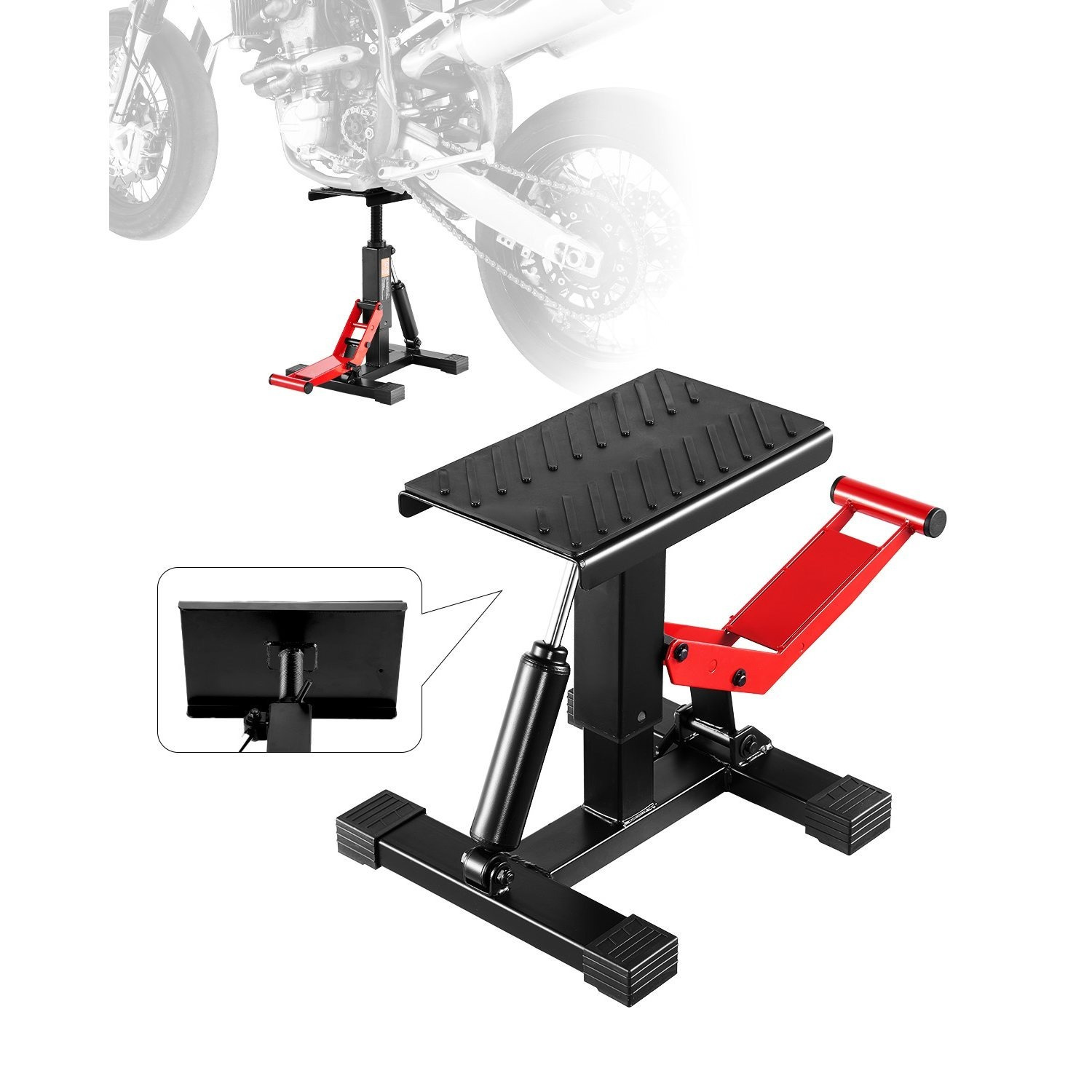 Image of Vevor Dirt Bike Lift Stand, Motorcycle Jack Lift Stand 1200lbs Capacity And Hydraulic Lift Operation, Hoist Table Adjustable Height 9.8"-18.3" For Dirtbike Repair, Maintenance, Dirt Bike Accessories
