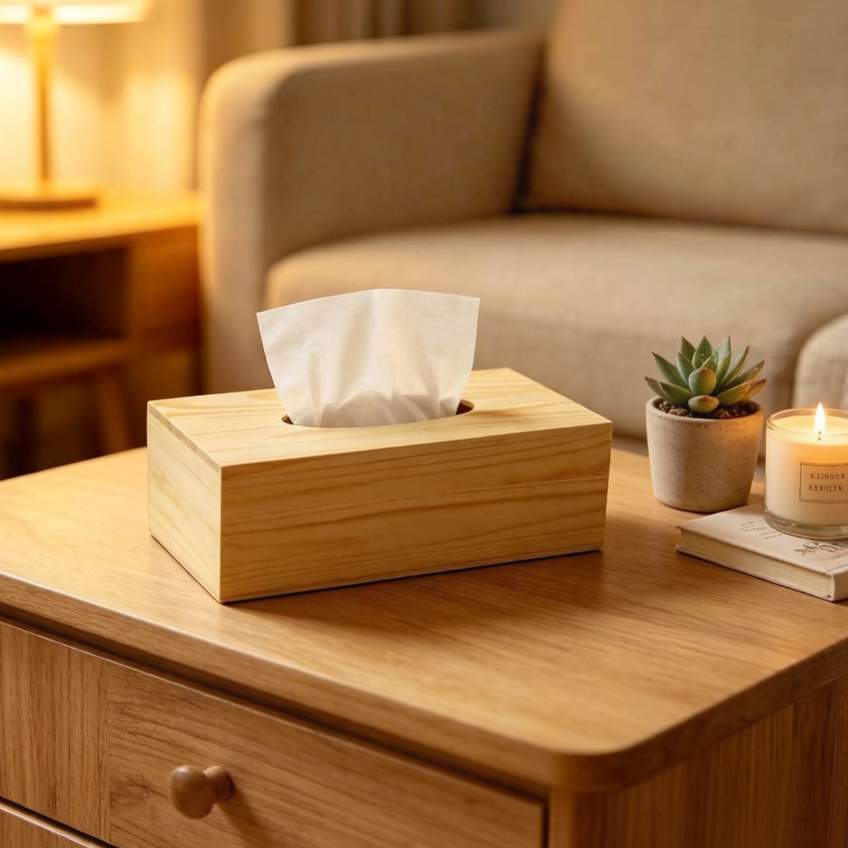 TEMU 1 de de pañuelos rectangular de madera natural de 25×12×8 cm, estilo minimalista, compatible con pañuelos desechables estándar. para sala,
