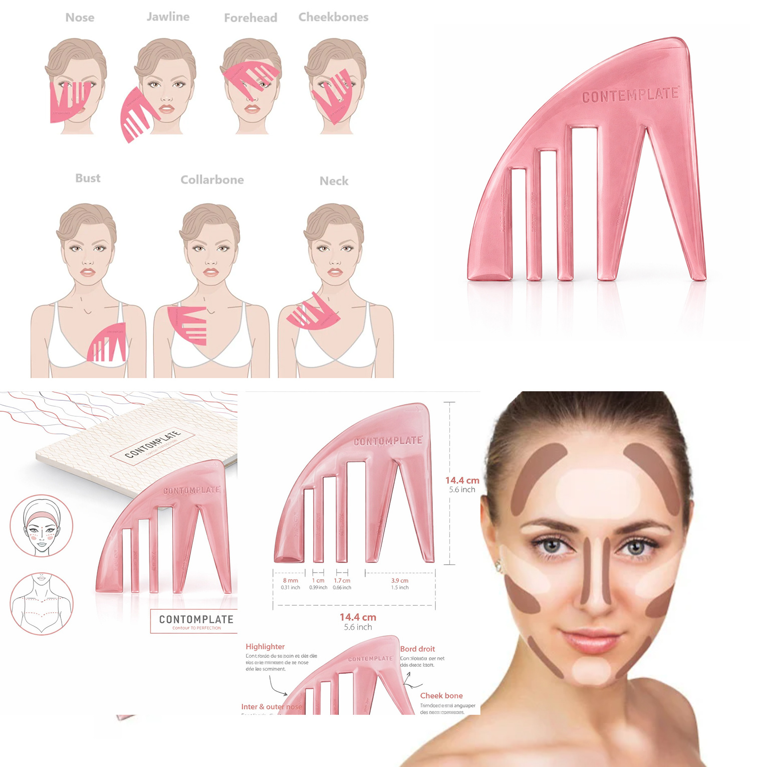 5-Pack Face Contour Stencil for Easy Makeup Application