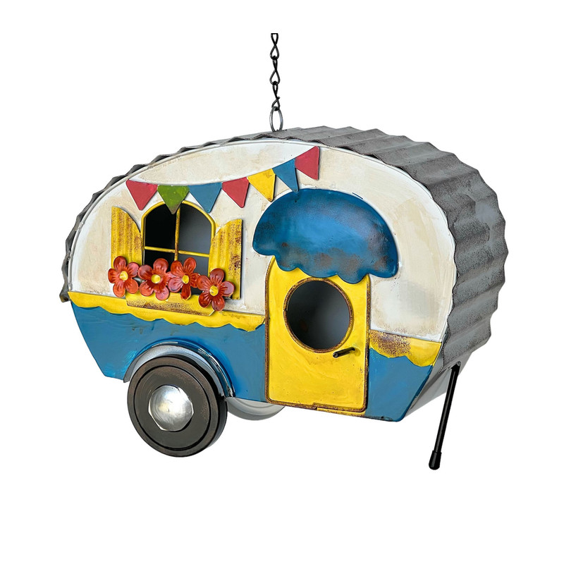 Weatherproof Hanging Birdhouse As Decor, Metal Nesting Box, Bird Feeder For Shabby Balcony