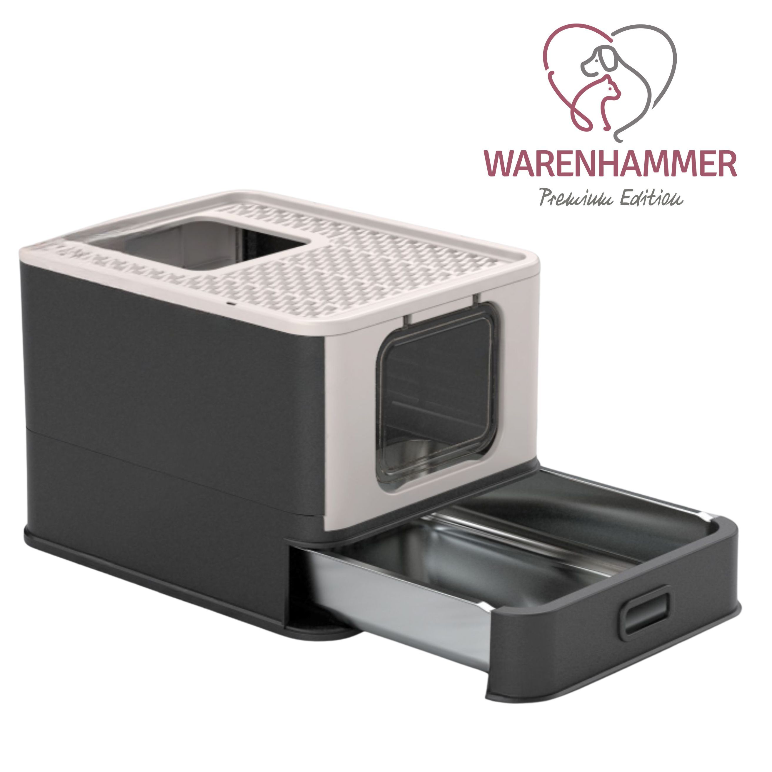 Image of Stainless Steel Cat Litter Box - Premium Cat Toilet With Drawer, Dimensions: 54.3 X 42.3 X 38 Cm
