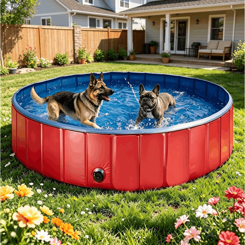 TEMU Piscina Plegable para Perros Gatos Bañera Portátil para Mascotas Plegable PVC y Resistente 80x20cm