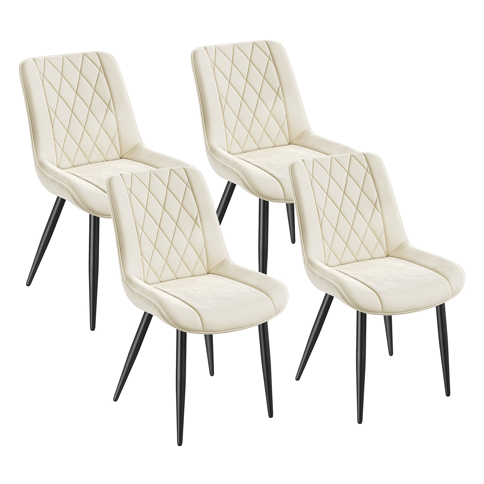 TEMU INRE - Lot de 4 Chaise Salle à Manger, Velours, Foncé, Rembourrée, Ergonomique, Réglables,Pour Salon Chambre à Coucher