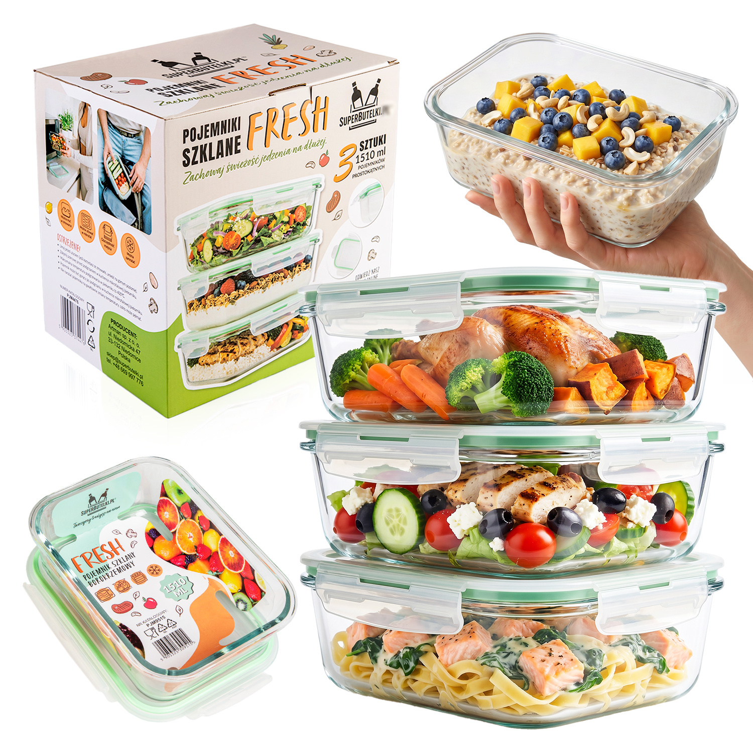 TEMU 3 boîtes à aliments en verre LUNCHBOX 1,5 L hermétiques et résistantes à la chaleur pour conserver les aliments, le déjeuner, les salades, les