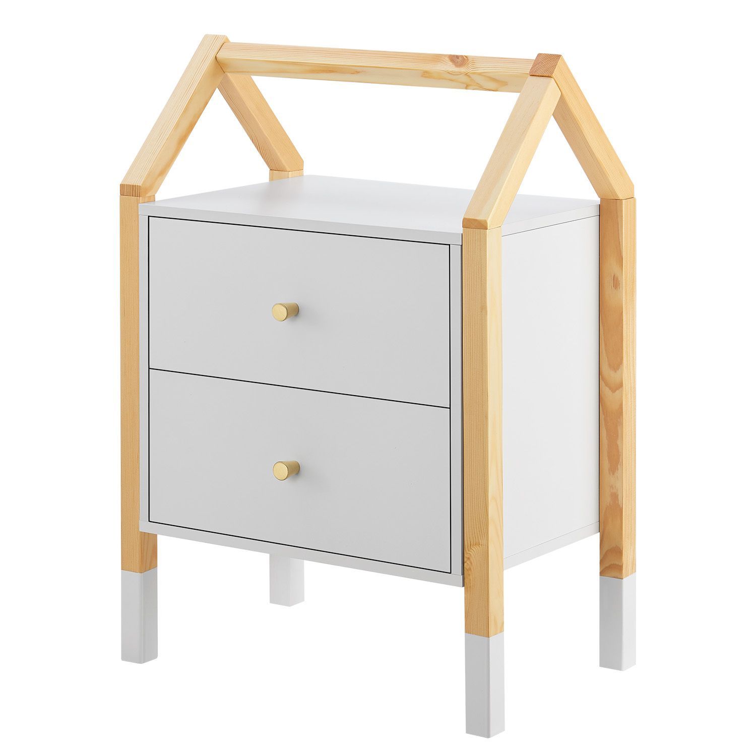 Children's Bedside Table Enny With 2 Drawers Small, Narrow & Modern Wooden Chest Of Drawers Nightstand White Natural