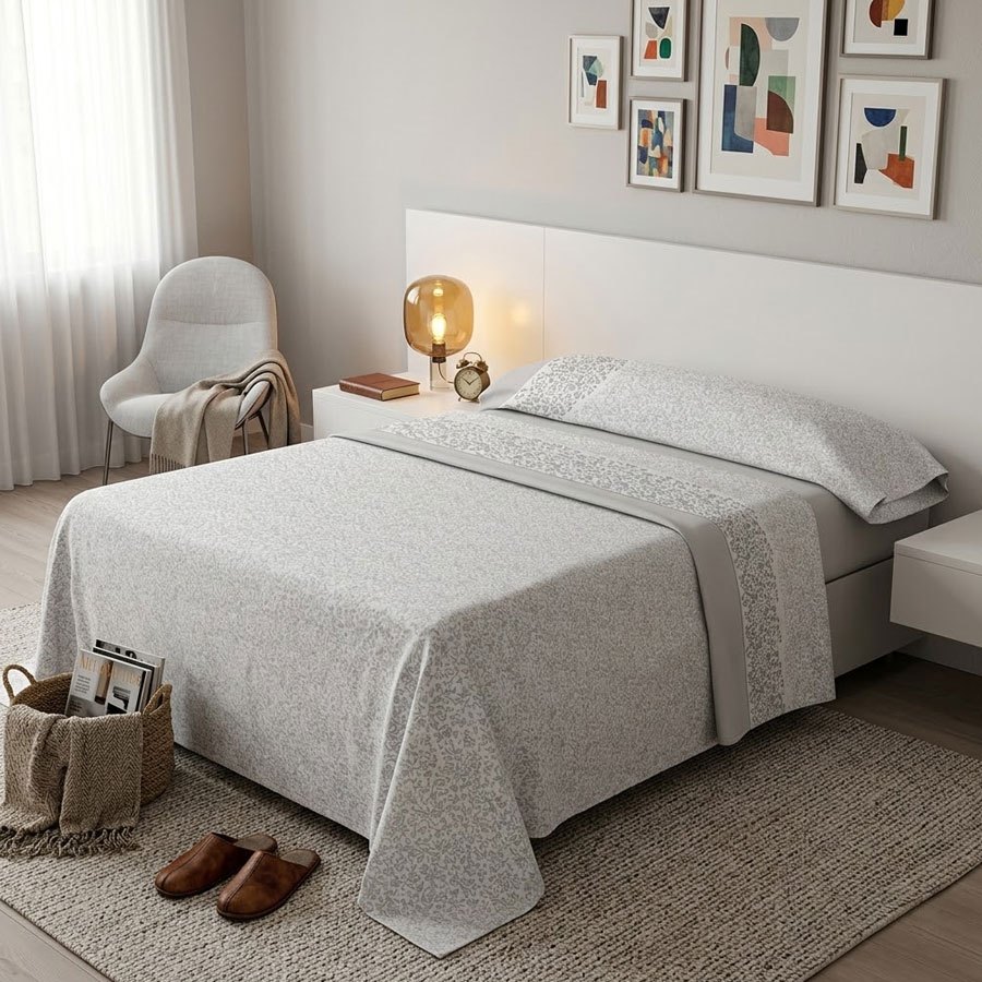 TEMU Juego de cama de 3 piezas con estampado | Sábana bajera, colcha, de almohada | Estampado sencillo de hojas coloridas | Tela | 90 cm - Varios