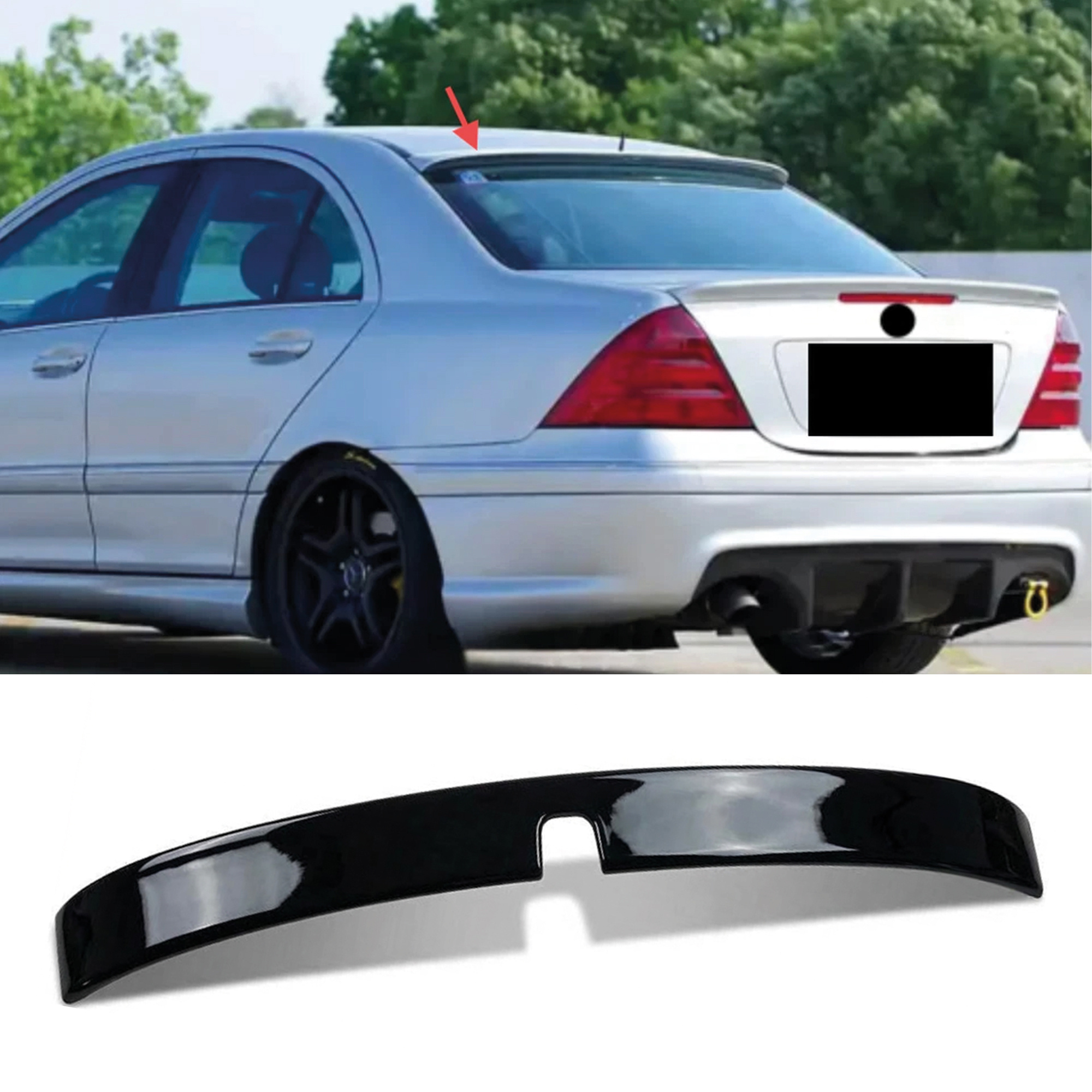 Image of Roof Spoiler For Mercedes W203 Style 2000-2011 Roof Top Roof Wing Rear Spoiler Gloss Abs Plastic Enhances & Style, Car Exterior Upgrade | Dynamic Design | Highquality Spoiler