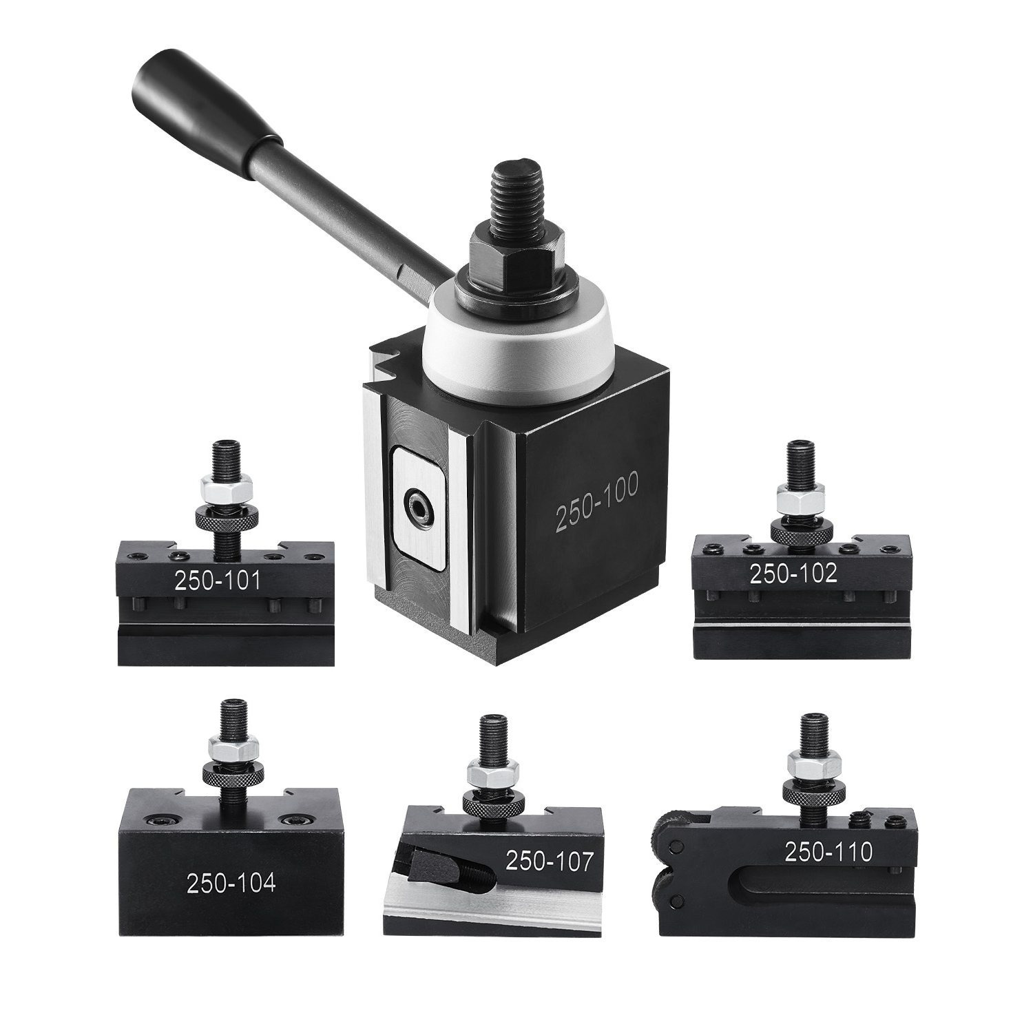 Vevor Quick Change Tool Post Set, 6pcs, Includes Lathe Tool Holders, Piston Type Tool Post With Turning Tool Holder Accessories, Fit For Mini Lathe & Metal Lathe 6"-12" Swing, Durable Steel Material