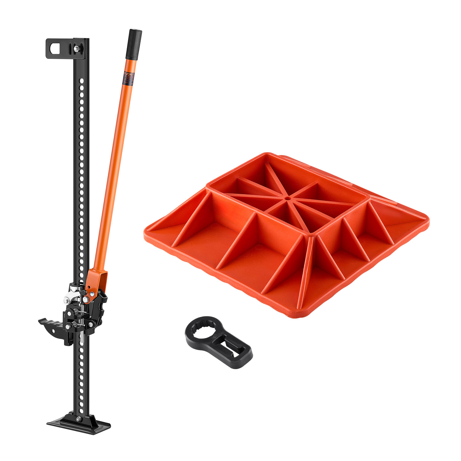 Image of Vevor Farm Jack With Base, 122cm Utility Farm Jack, 3.18 Ton Capacity Ratcheting Off Road Utility Jacks, Heavy-duty Lift Jacks With 130.1-1079.5 Mm Lifting Range For Tractor, Truck, Suv