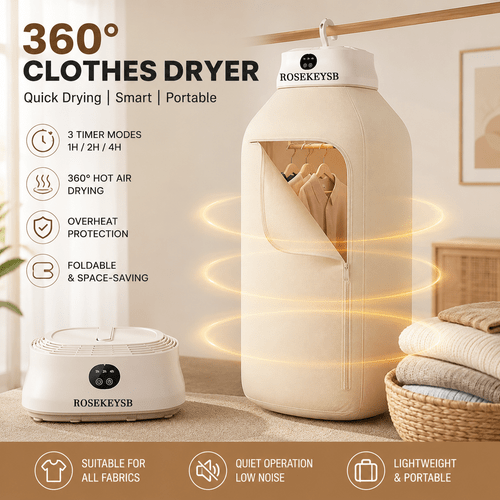 portable electric clothes dryer set foldable hot air dryer fast drying with timer suitable for rv and rental apartment